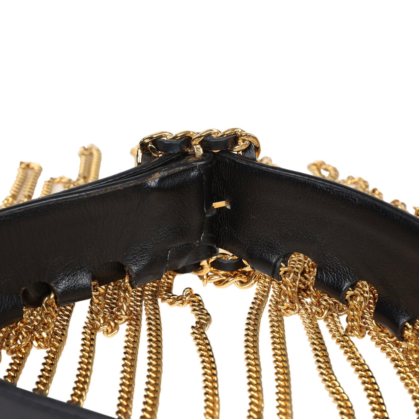 Vintage Chanel Fringe Chain Leather Belt Black Leather Gold Hardware - Bob Flawless Skincare 