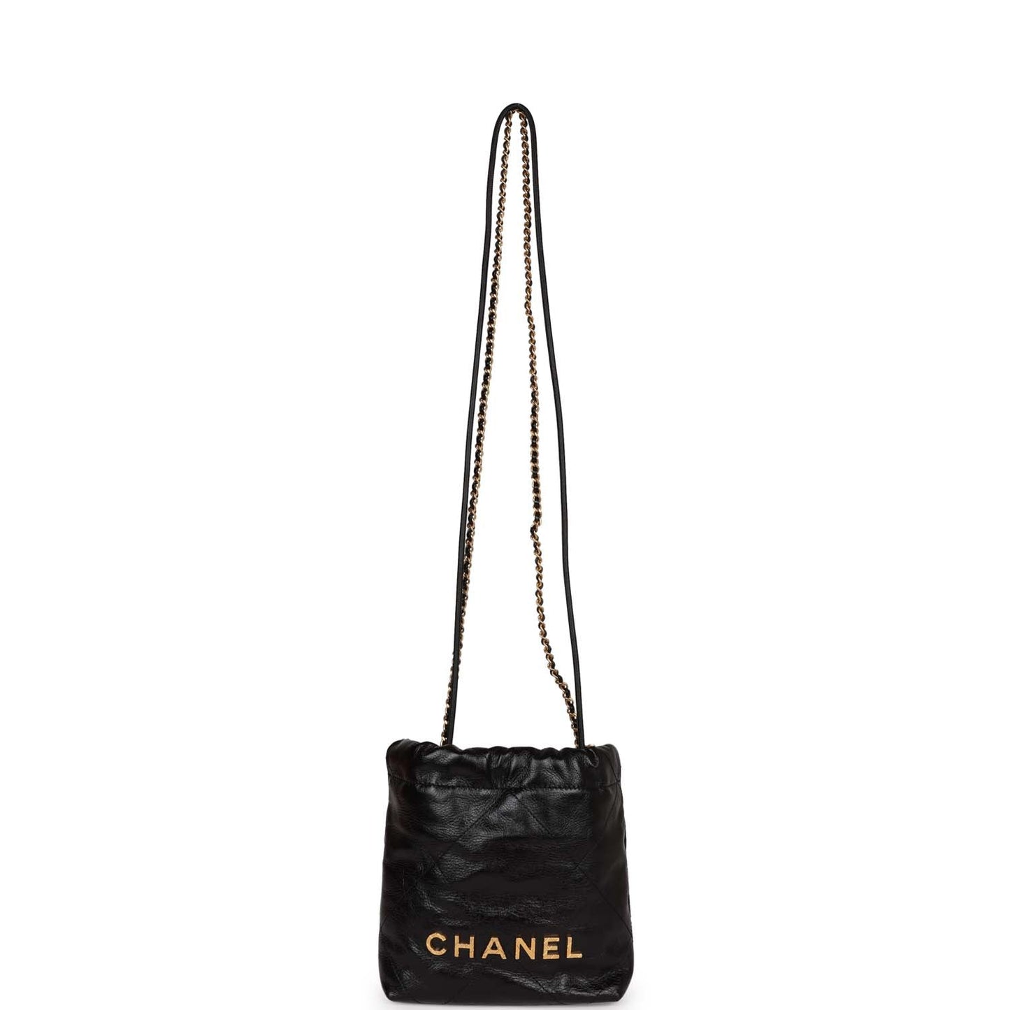 Chanel Mini 22 Bag Black Calfskin and Pearl Antique Gold Hardware -Balance Due