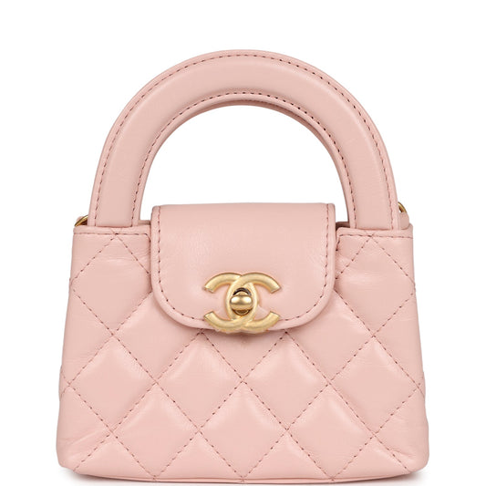 Chanel Nano Kelly Shopper Light Pink Shiny Aged Calfskin Brushed Gold Hardware