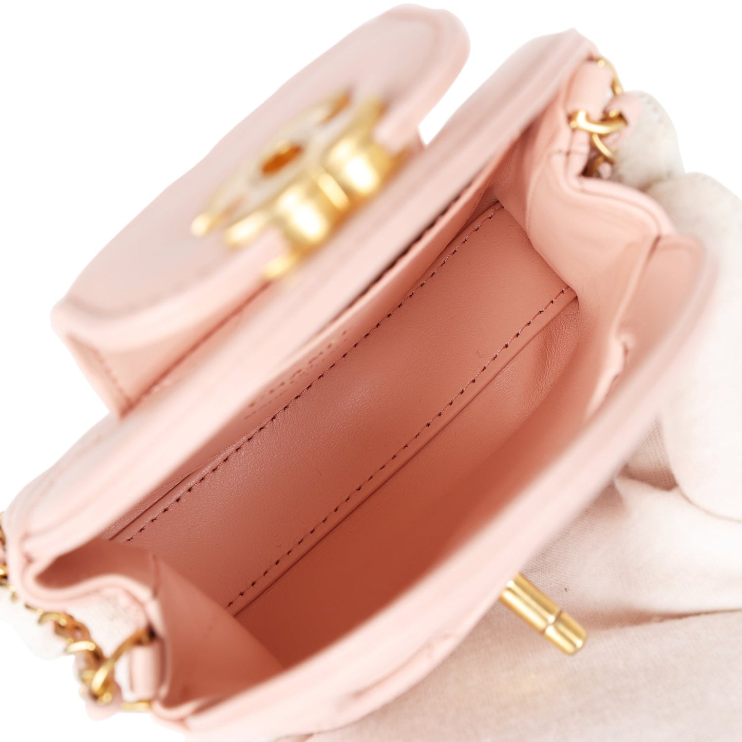 Chanel Nano Kelly Shopper Light Pink Shiny Aged Calfskin Brushed Gold Hardware