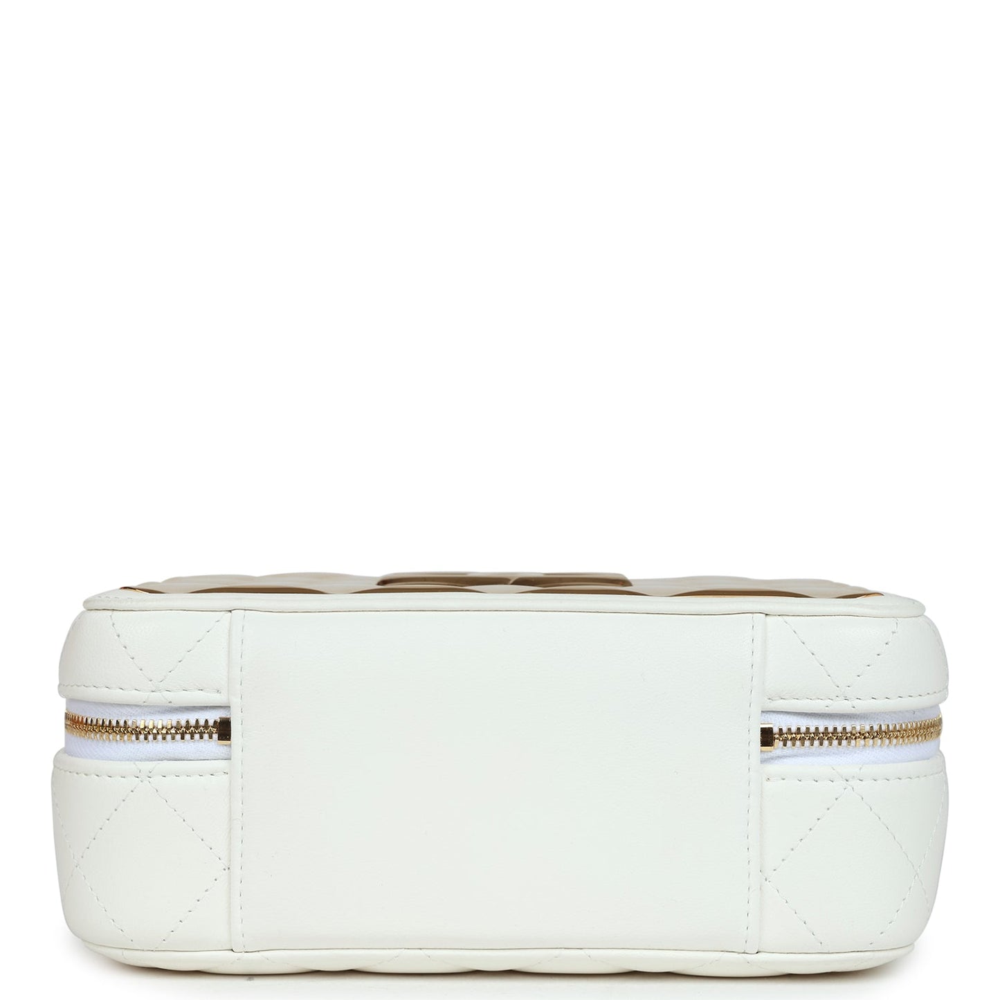 Chanel Golden Plate Vanity Case White Lambskin Gold Hardware