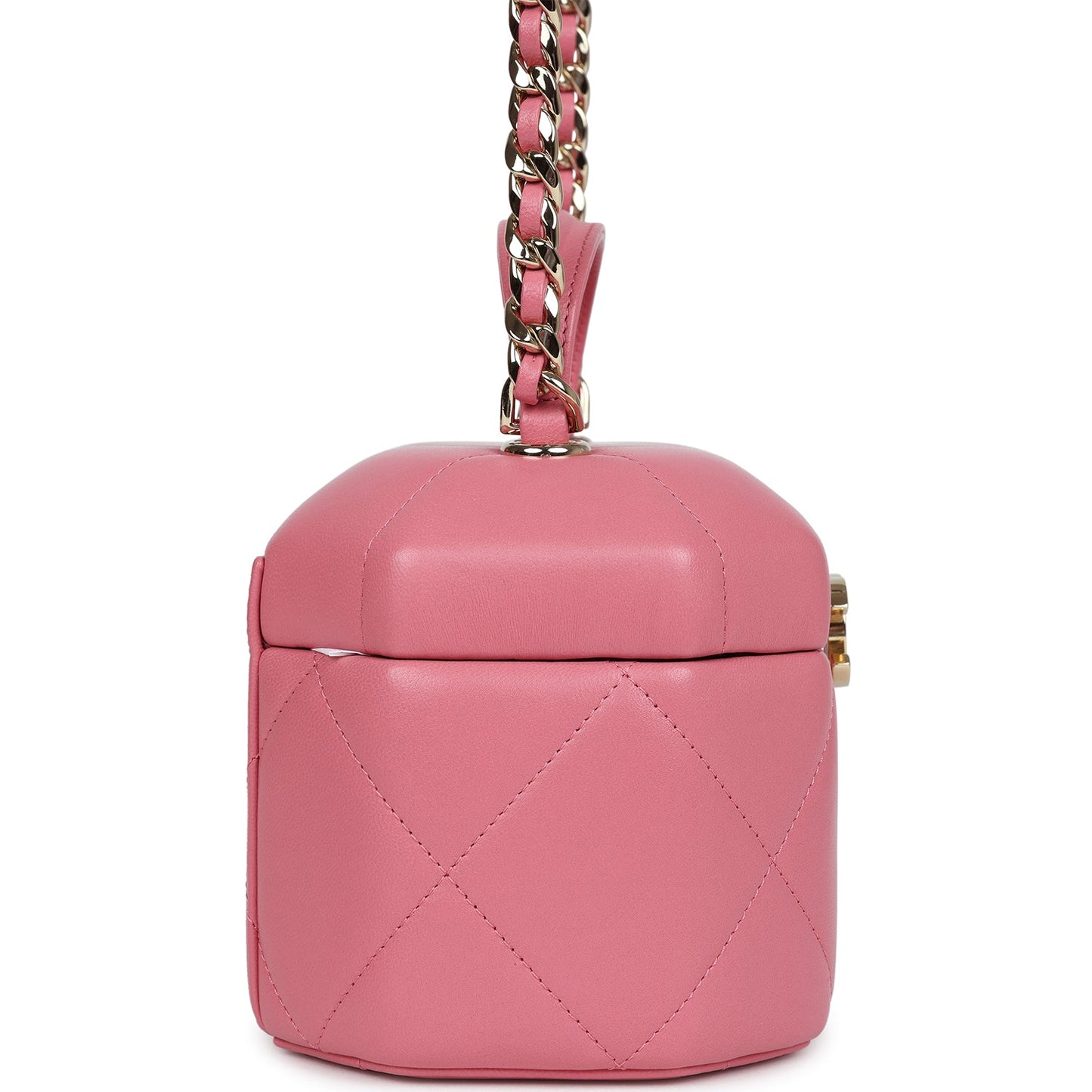 Chanel Mini Hexagon Top Handle Vanity Case Dark Pink Lambskin Gold Hardware