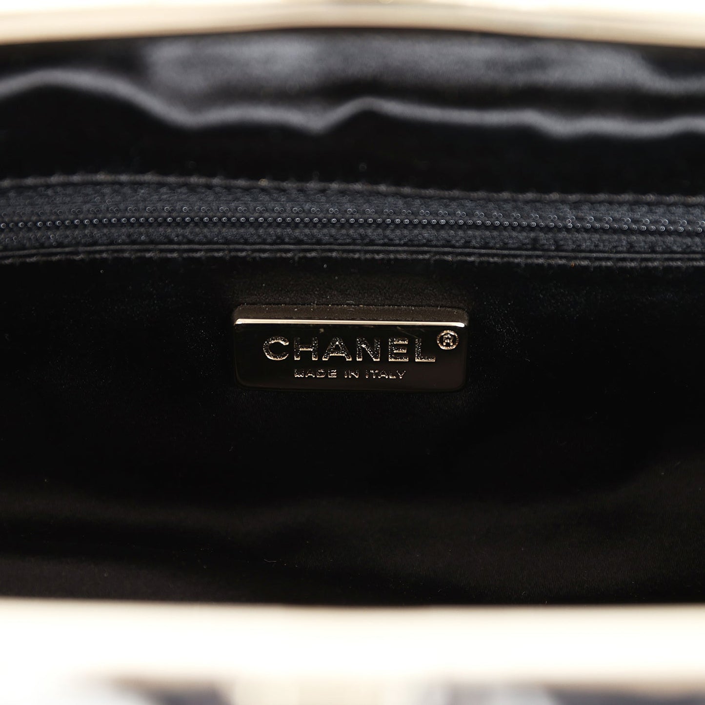 Chanel Clutch Black and White Floral Lace Gold Hardware