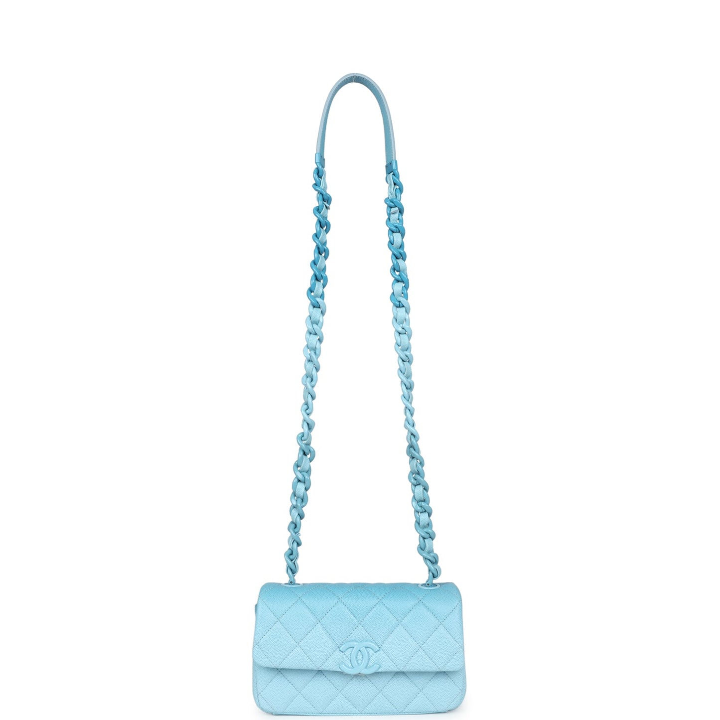 Chanel Mini Flap Bag Blue Ombre Caviar Lacquered Metal Hardware