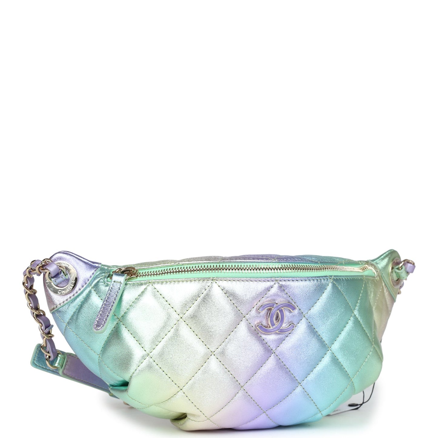 Chanel Waist Bag Rainbow Metallic Lambskin Light Gold Hardware