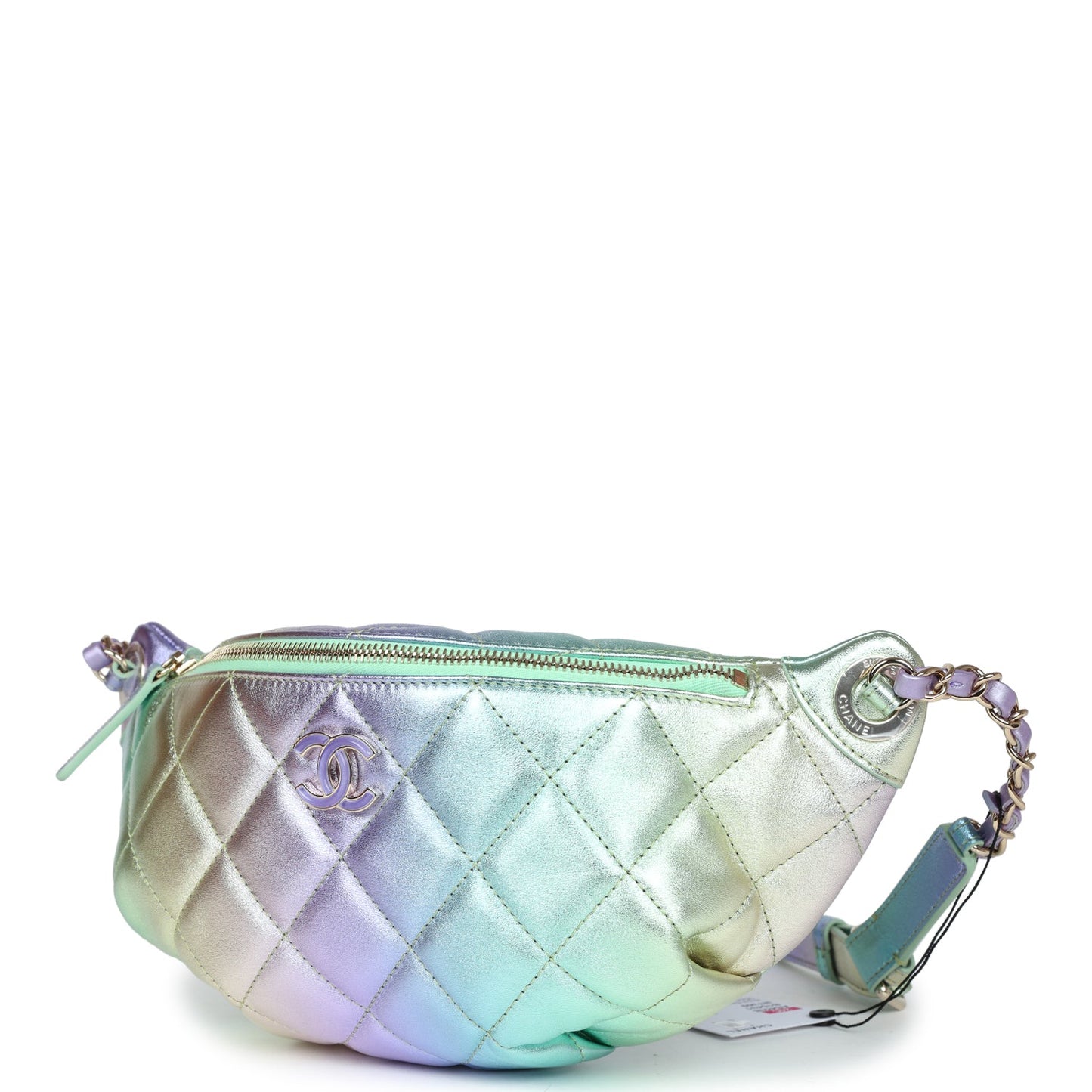 Chanel Waist Bag Rainbow Metallic Lambskin Light Gold Hardware