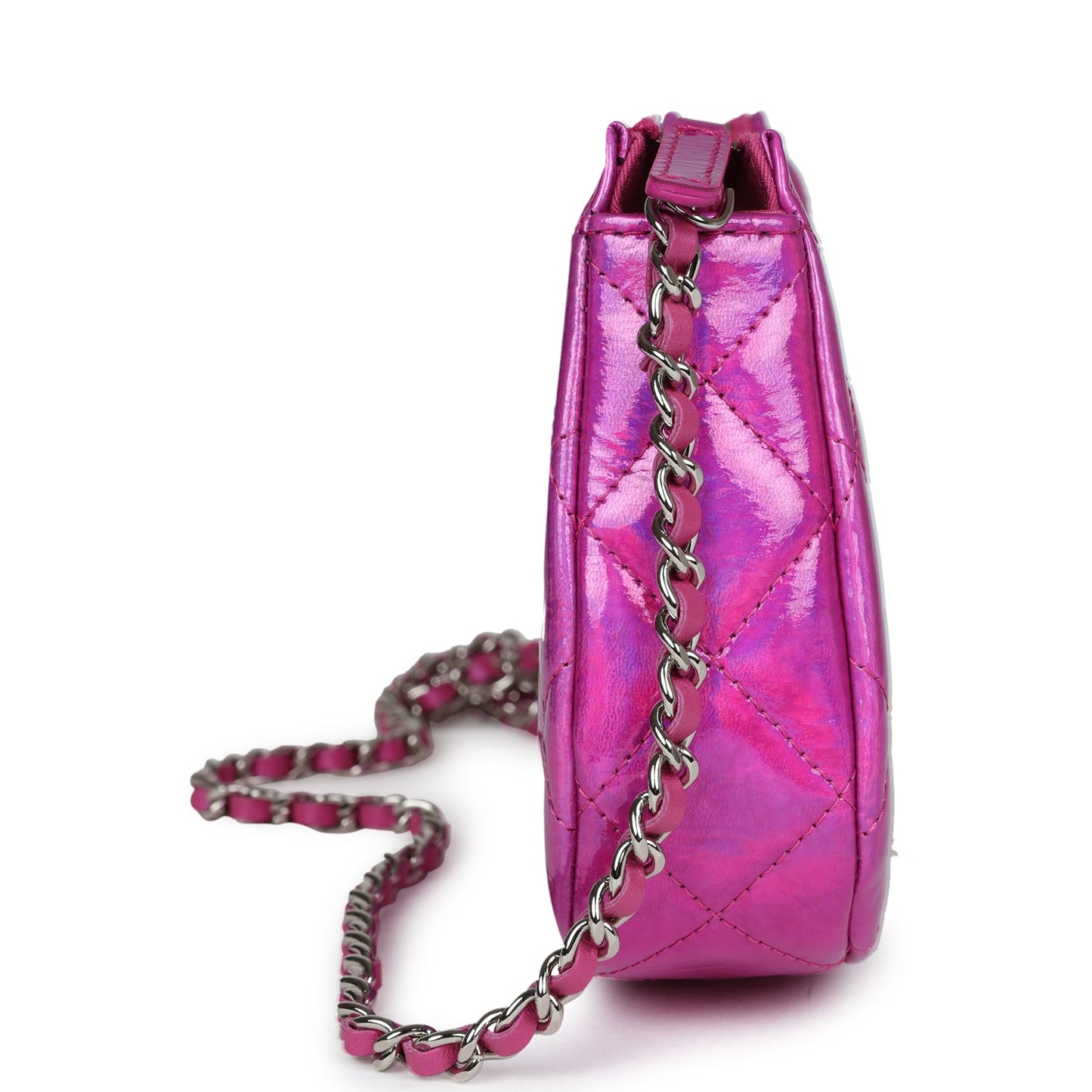 Chanel Mini Hobo Bag Hot Pink Metallic Goatskin Silver Hardware