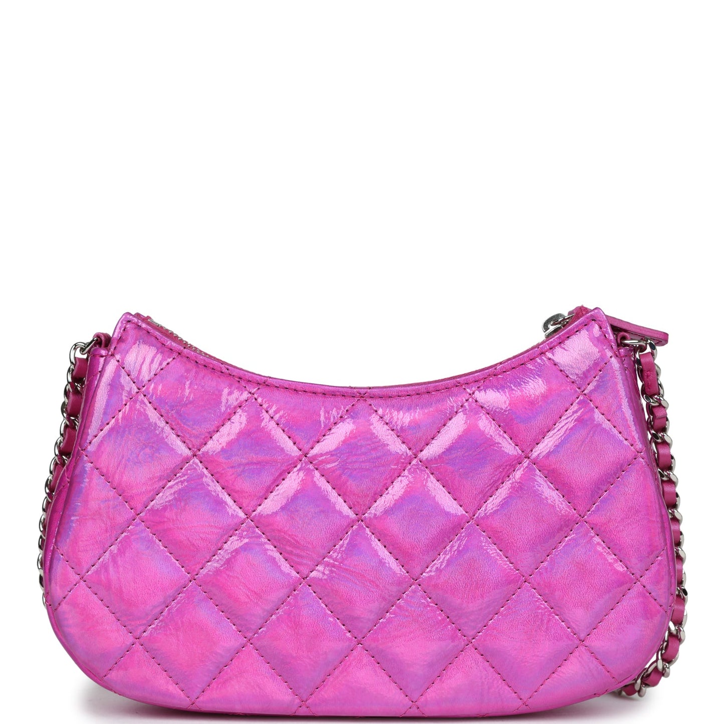 Chanel Mini Hobo Bag Hot Pink Metallic Goatskin Silver Hardware