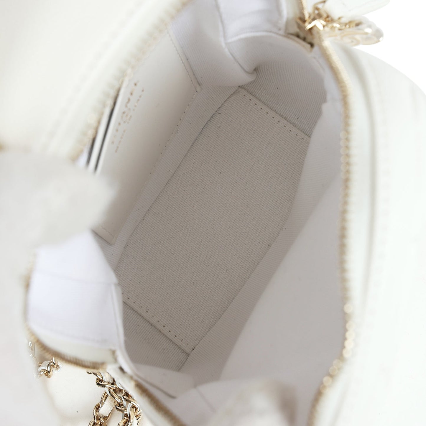 Chanel Mini Phone Holder Backpack White Caviar Light Gold Hardware