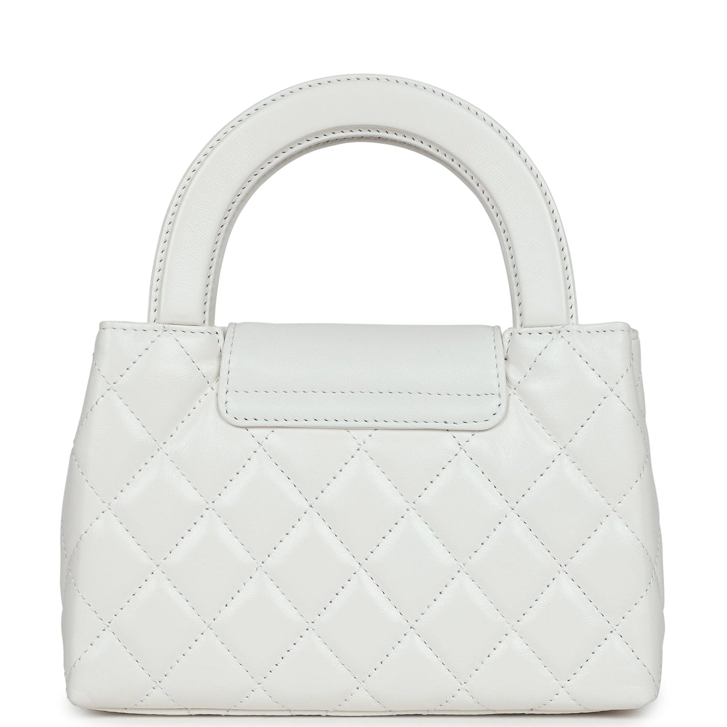 Chanel Small Kelly Shopper White Shiny Aged Calfskin Brushed Gold Hardware