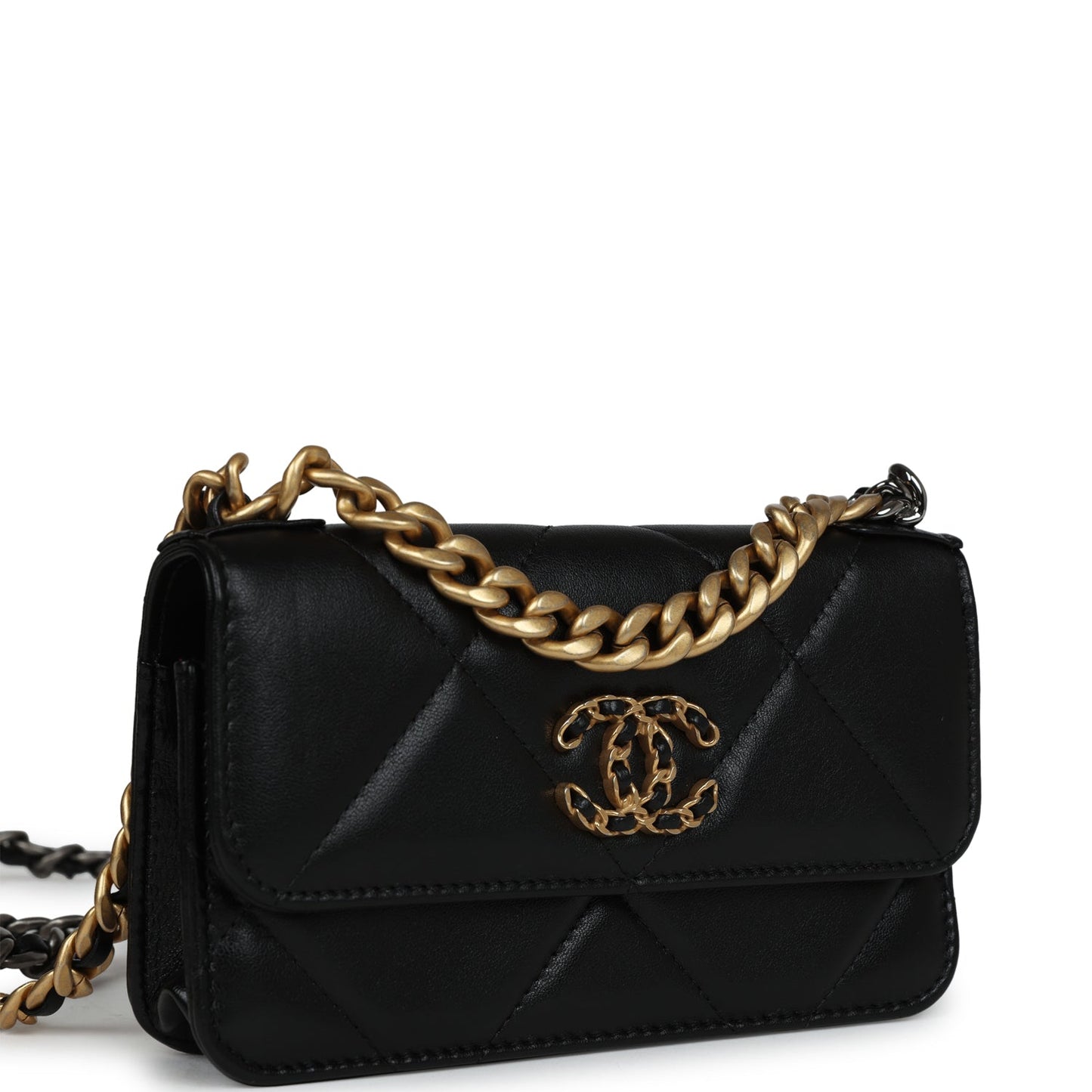 Chanel 19 Chain Clutch Bag Black Lambskin Mixed Hardware