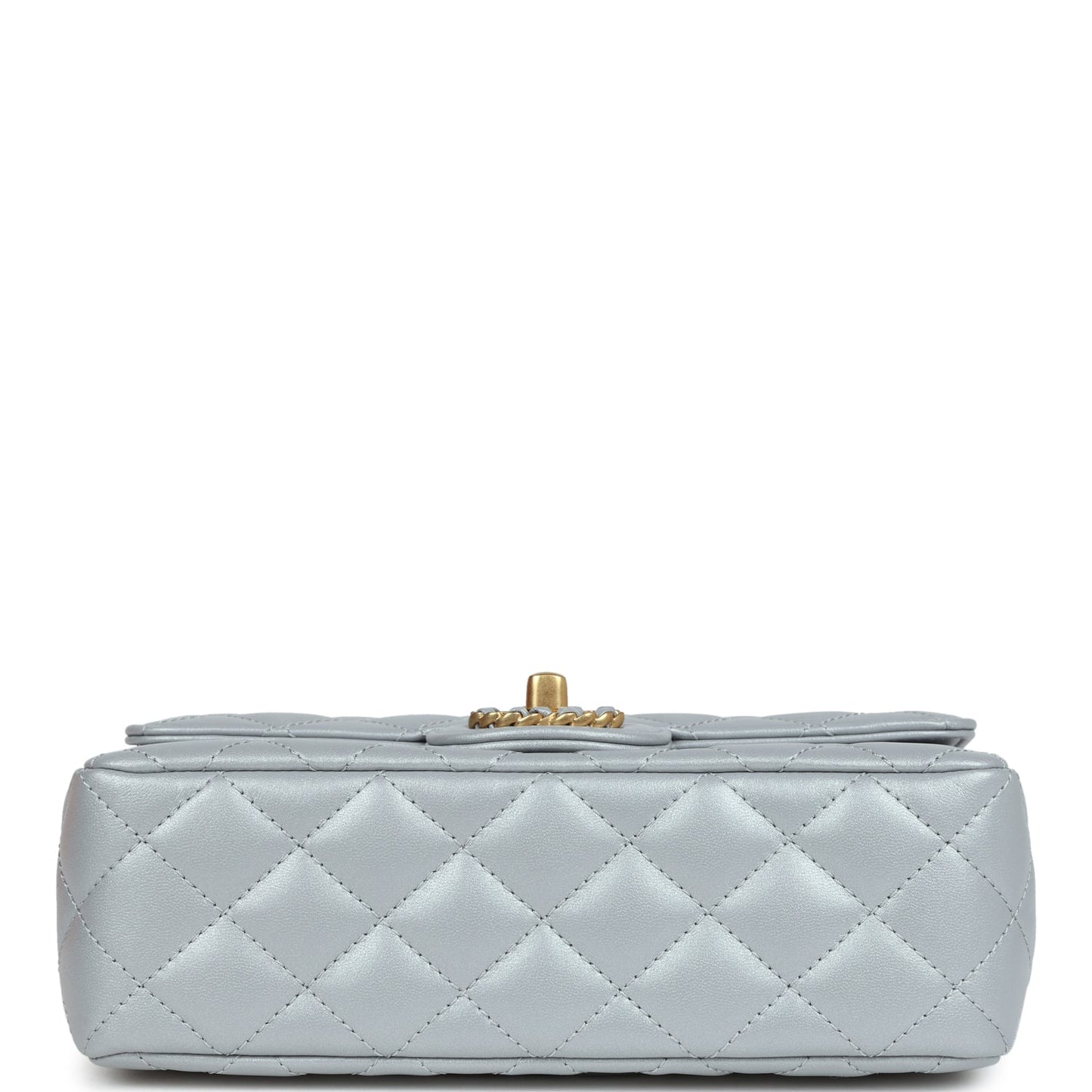 Chanel Mini Rectangular Flap Bag with Top Handle Grey Lambskin Antique Gold Hardware