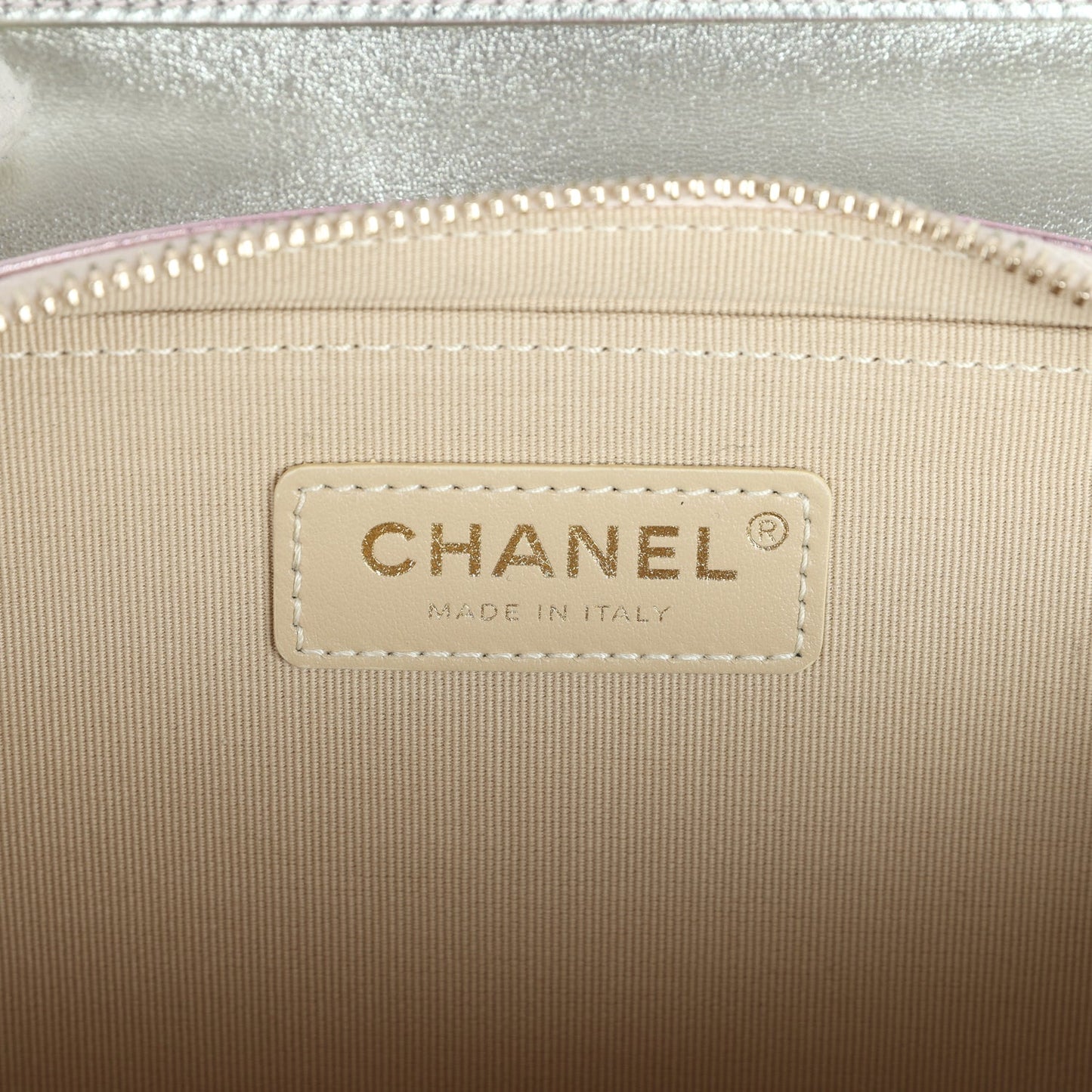 Chanel Mini Flap Bag Pink and Silver Metallic Lambskin Light Gold Hardware