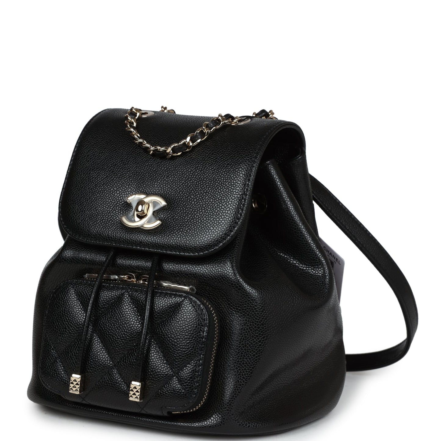 Chanel Small Business Affinity Backpack Black Caviar Light Gold Hardware