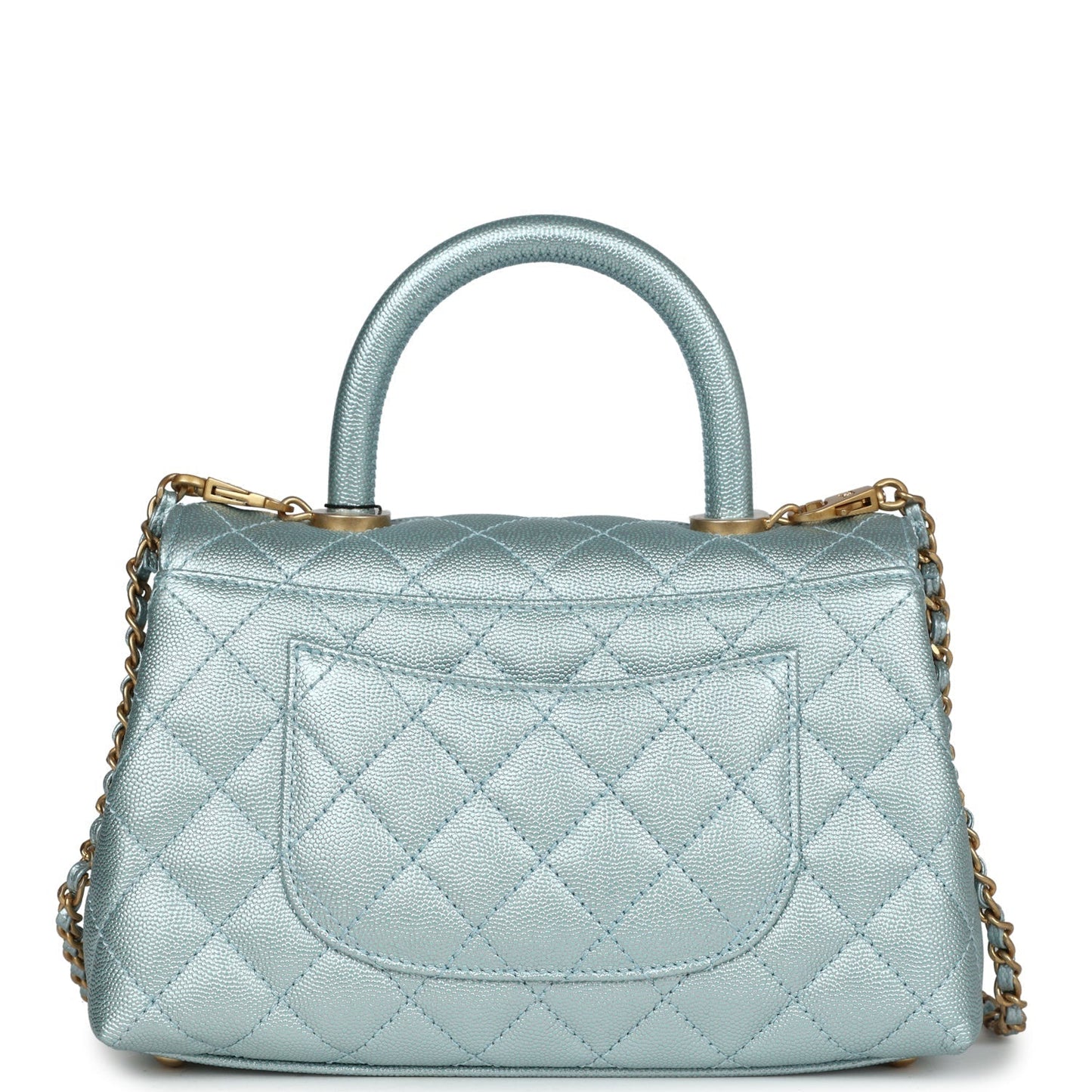 Chanel Small Coco Handle Flap Bag Light Blue Iridescent Caviar Aged Gold Hardware Payment 1