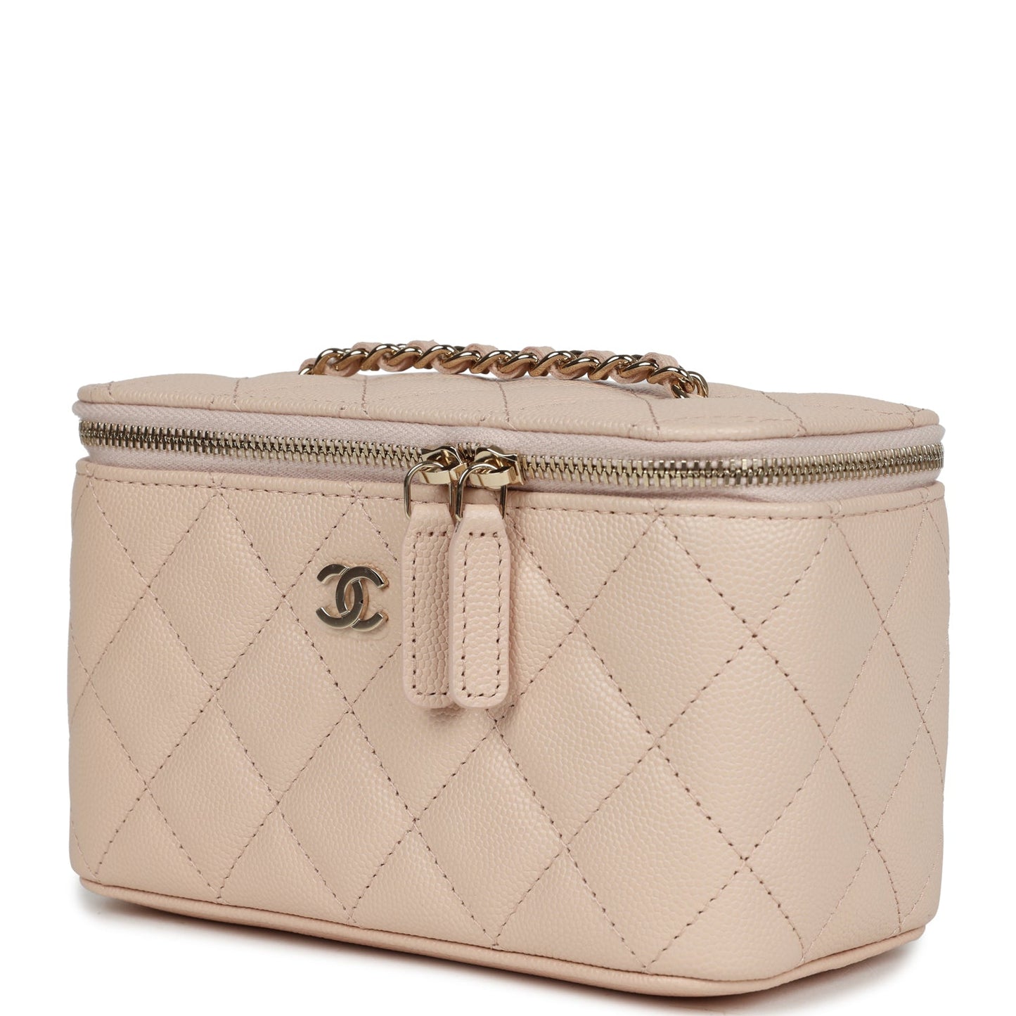 Chanel Small Vanity Case Light Beige Caviar Light Gold Hardware