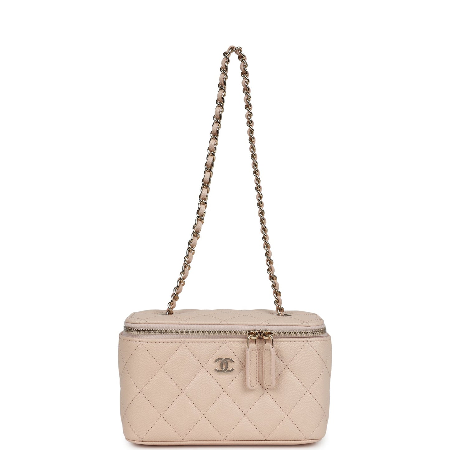 Chanel Small Vanity Case Light Beige Caviar Light Gold Hardware