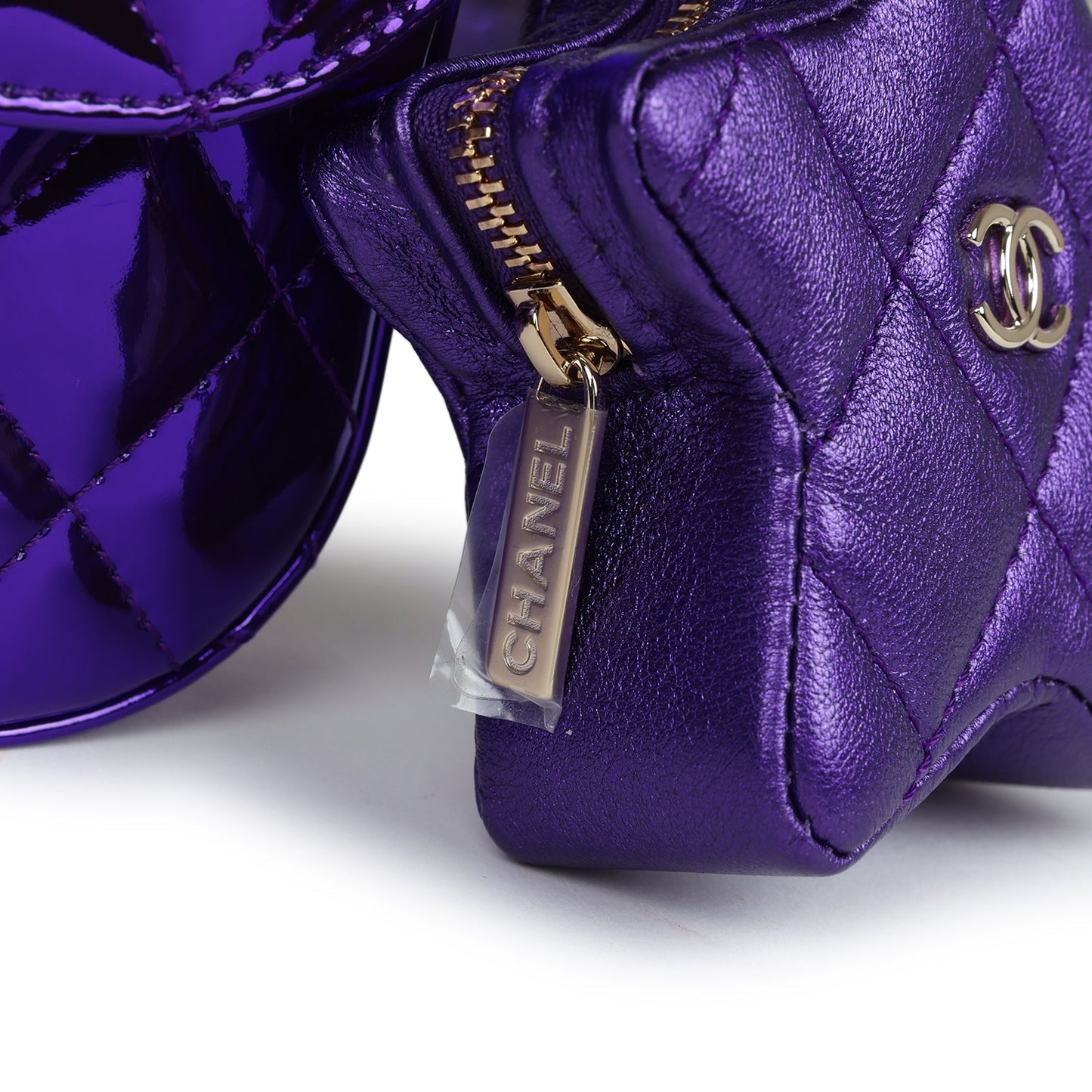 Chanel Mini Flap Bag & Star Coin Purse Purple Mirror Calfskin/Metallic Calfskin Light Gold Hardware