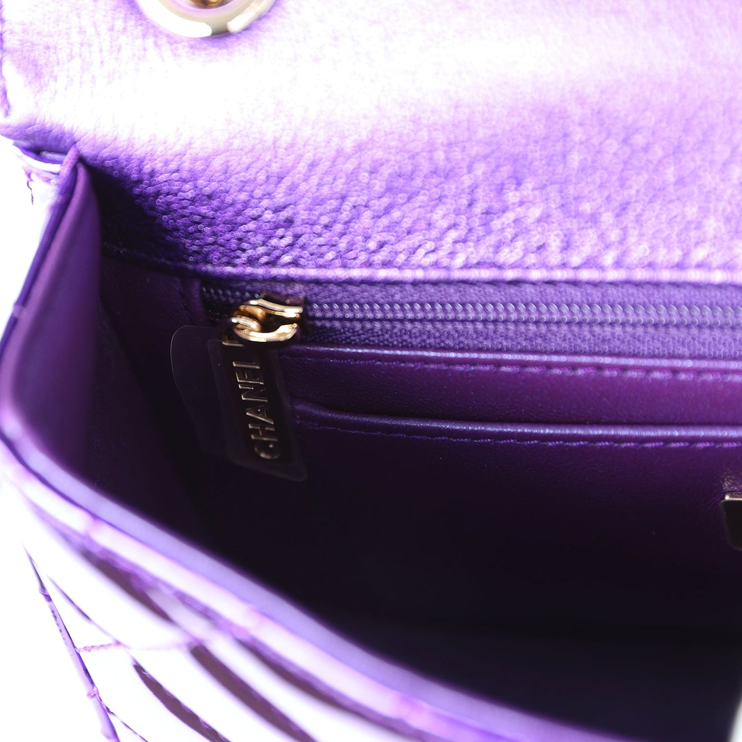 Chanel Mini Flap Bag & Star Coin Purse Purple Mirror Calfskin/Metallic Calfskin Light Gold Hardware