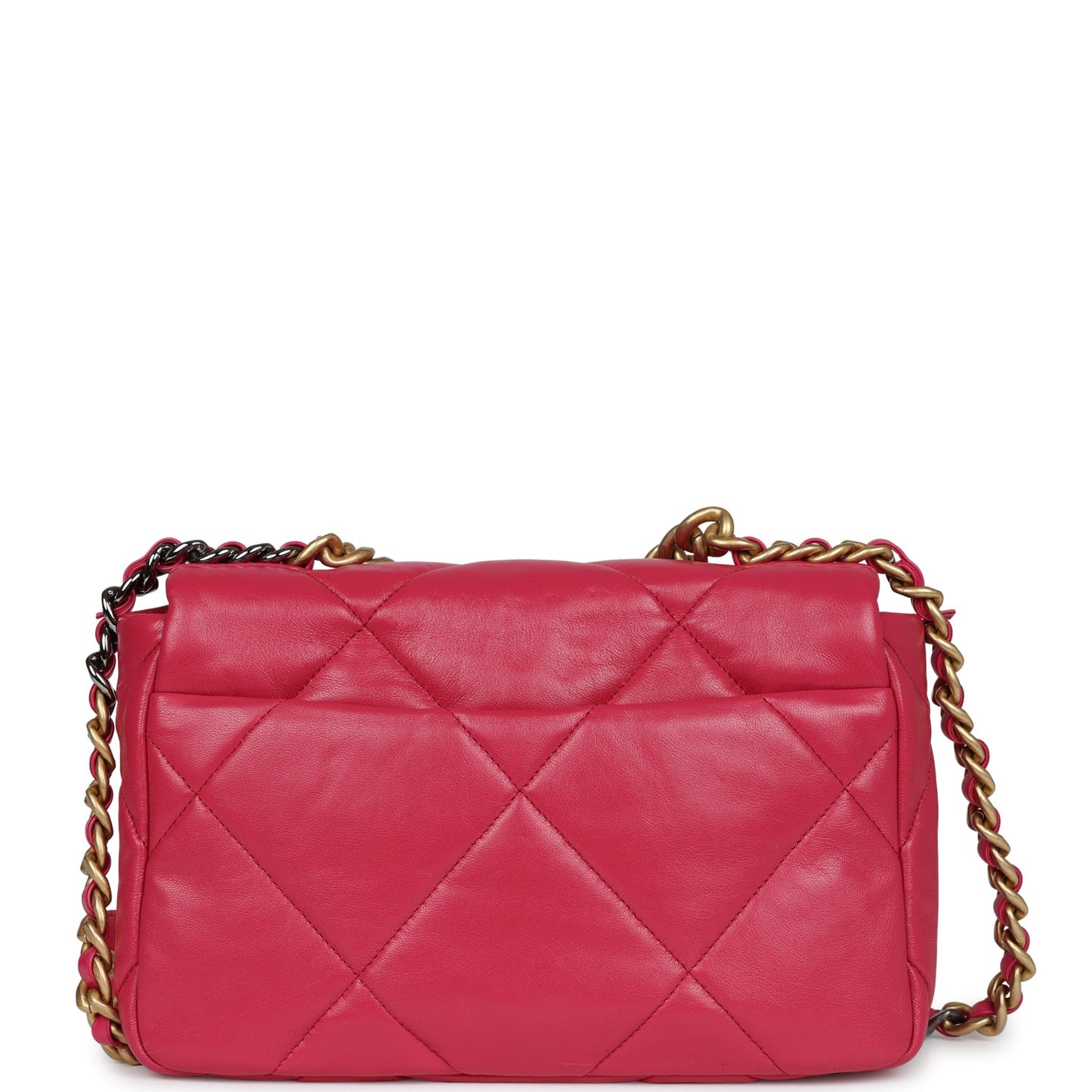 Chanel Medium 19 Flap Dark Pink Lambskin Mixed Metal Hardware