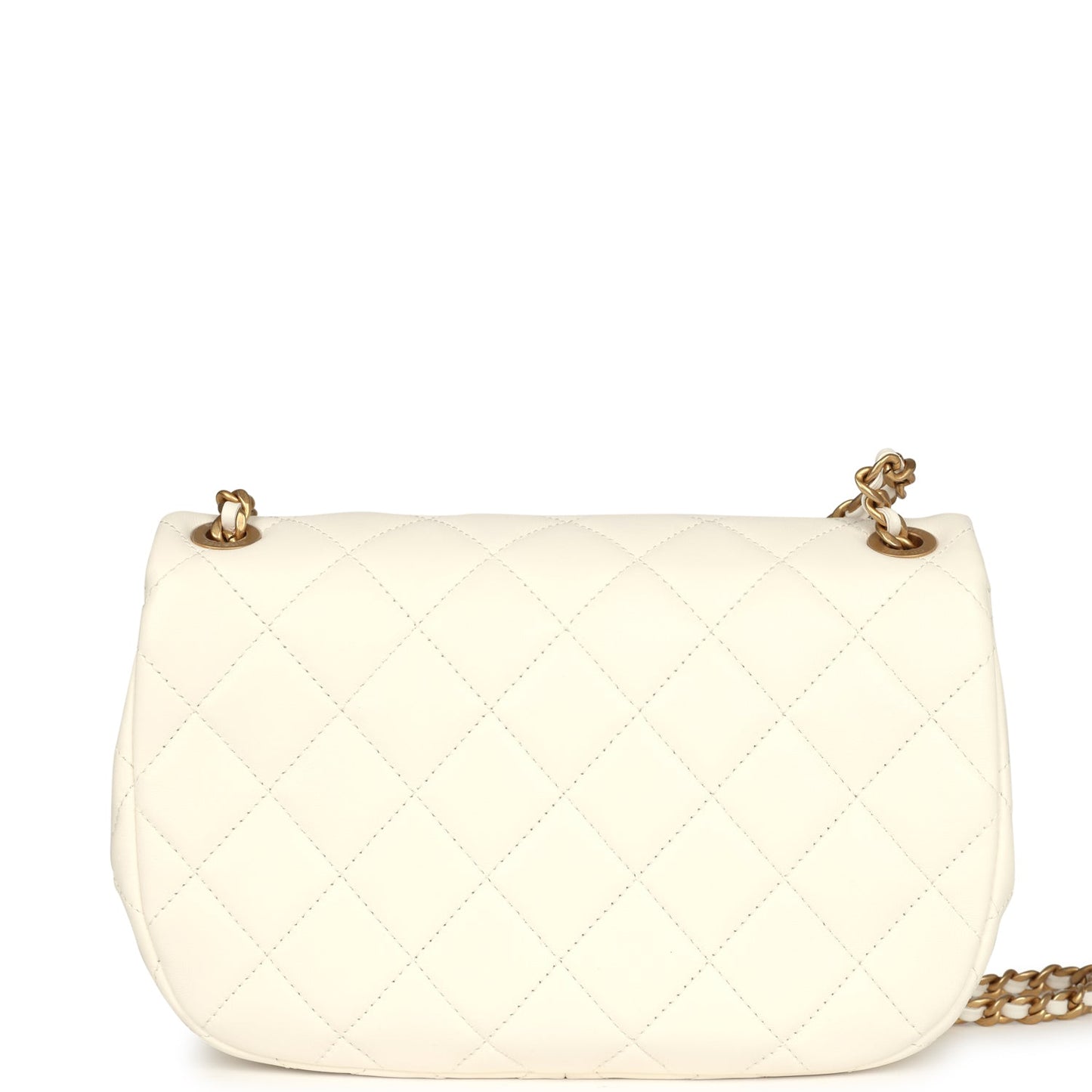 Chanel Small CC Flap Bag White Lambskin Antique Gold Hardware