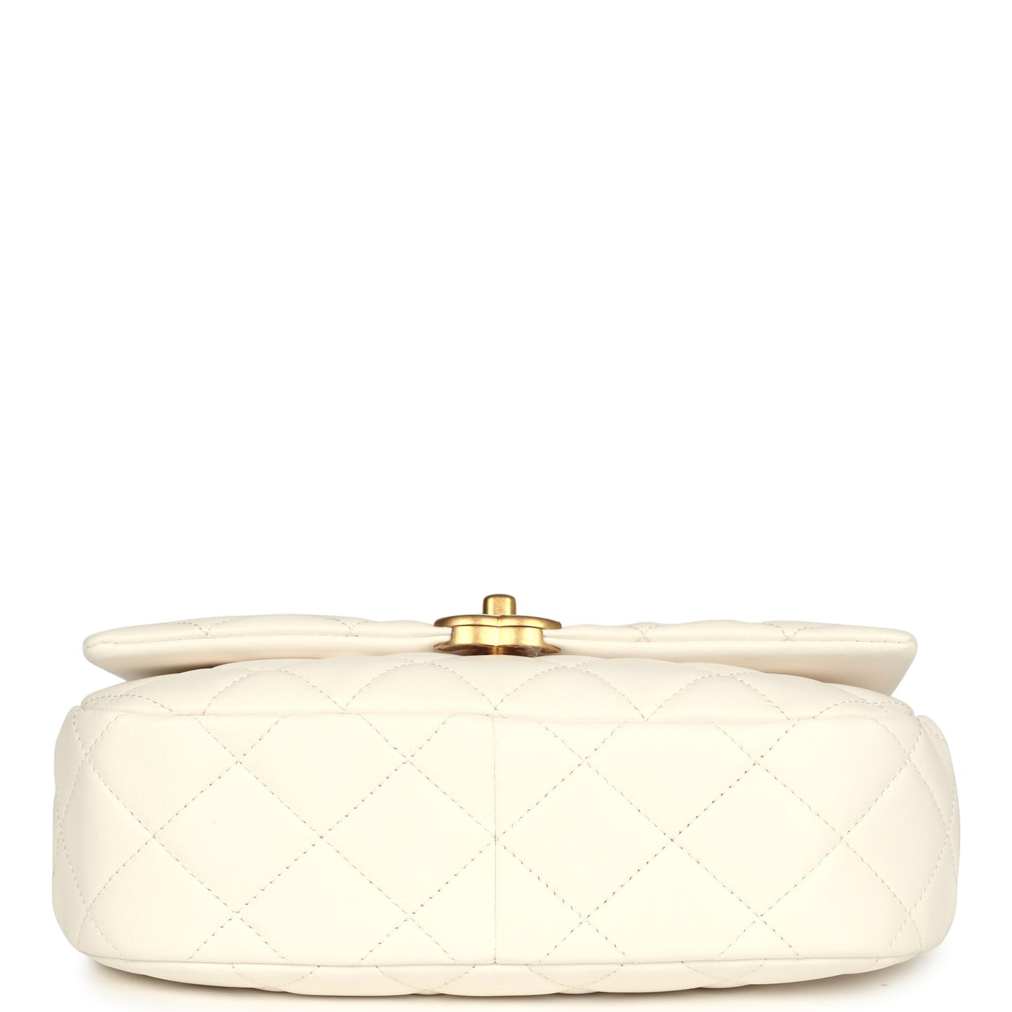 Chanel Small CC Flap Bag White Lambskin Antique Gold Hardware