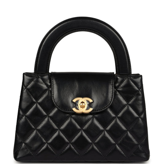 Chanel Small Kelly Shopper Black Aged Calfskin Brushed Gold Hardware