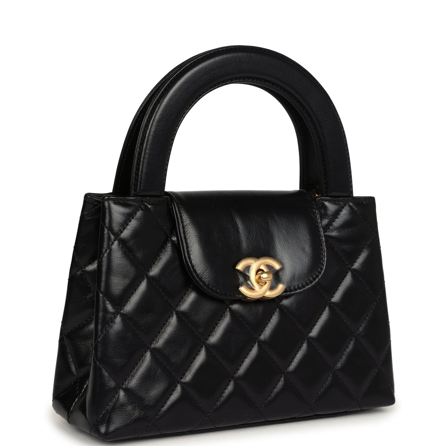 Chanel Small Kelly Shopper Black Aged Calfskin Brushed Gold Hardware