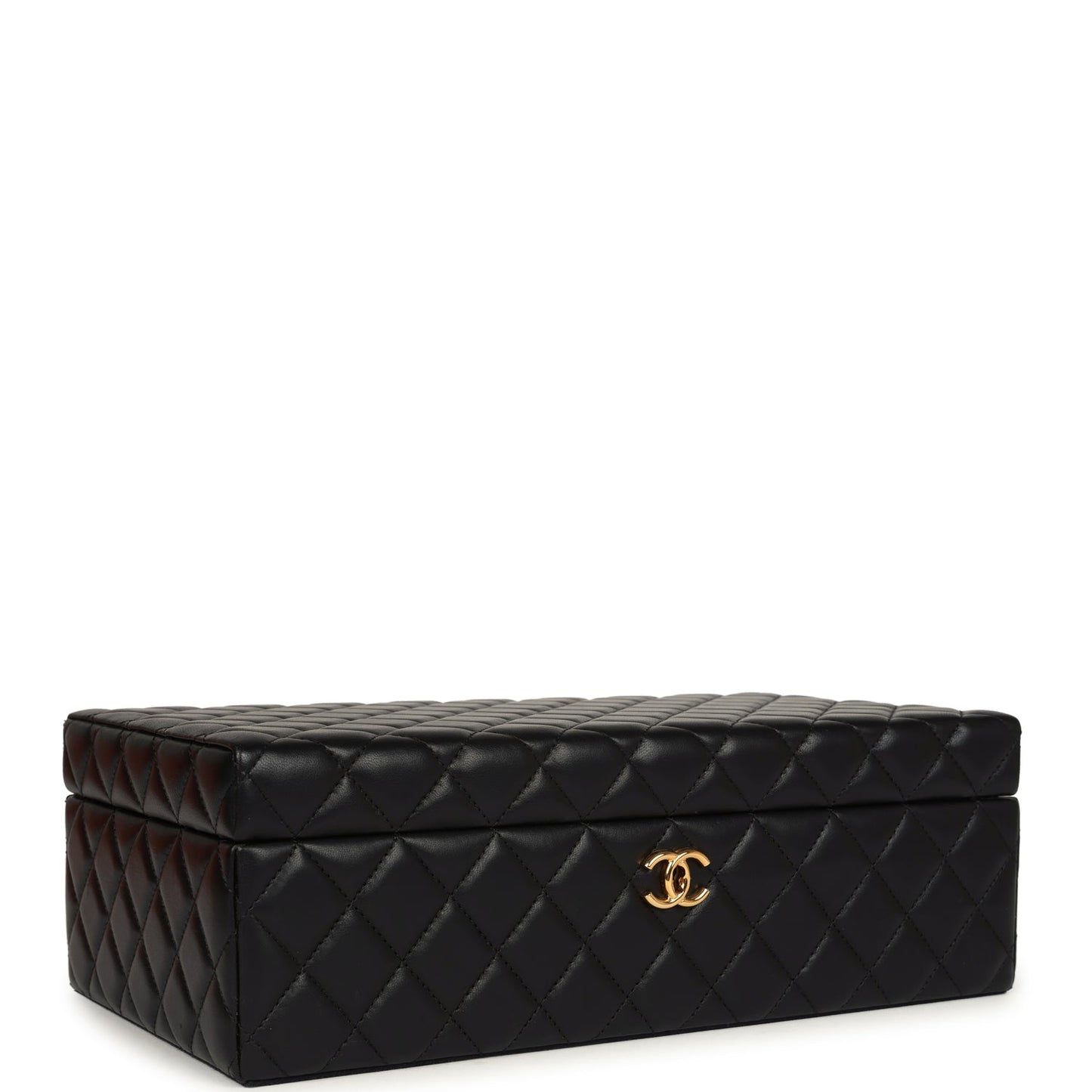 Chanel CC Jewelry Box Black Lambskin Gold Hardware