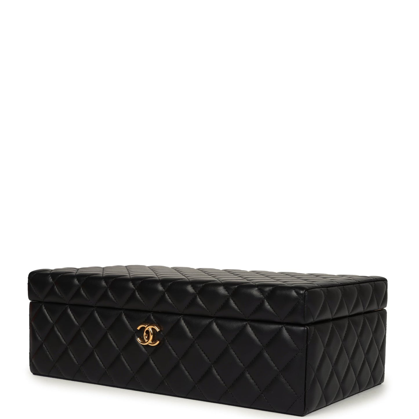 Chanel CC Jewelry Box Black Lambskin Gold Hardware