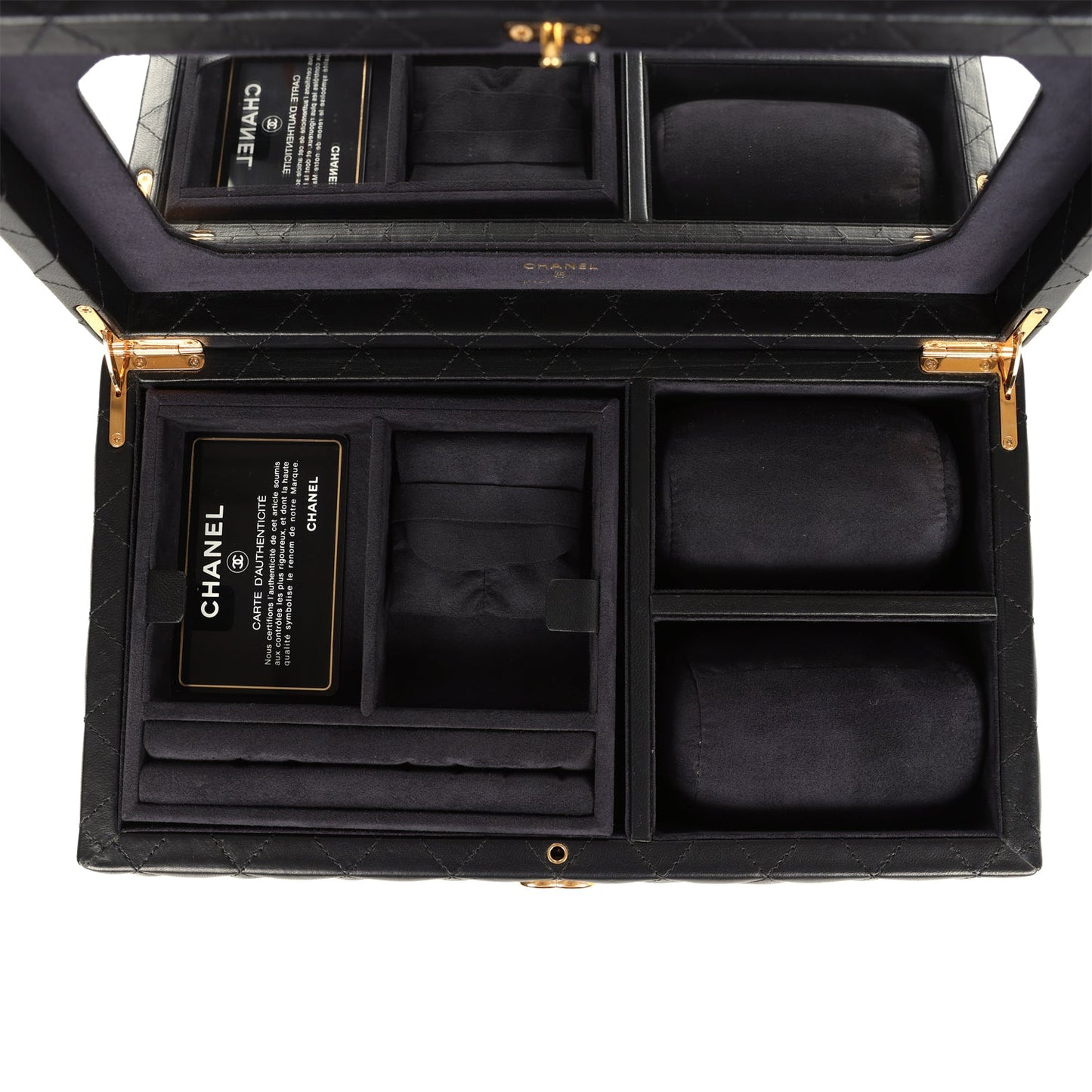 Chanel CC Jewelry Box Black Lambskin Gold Hardware