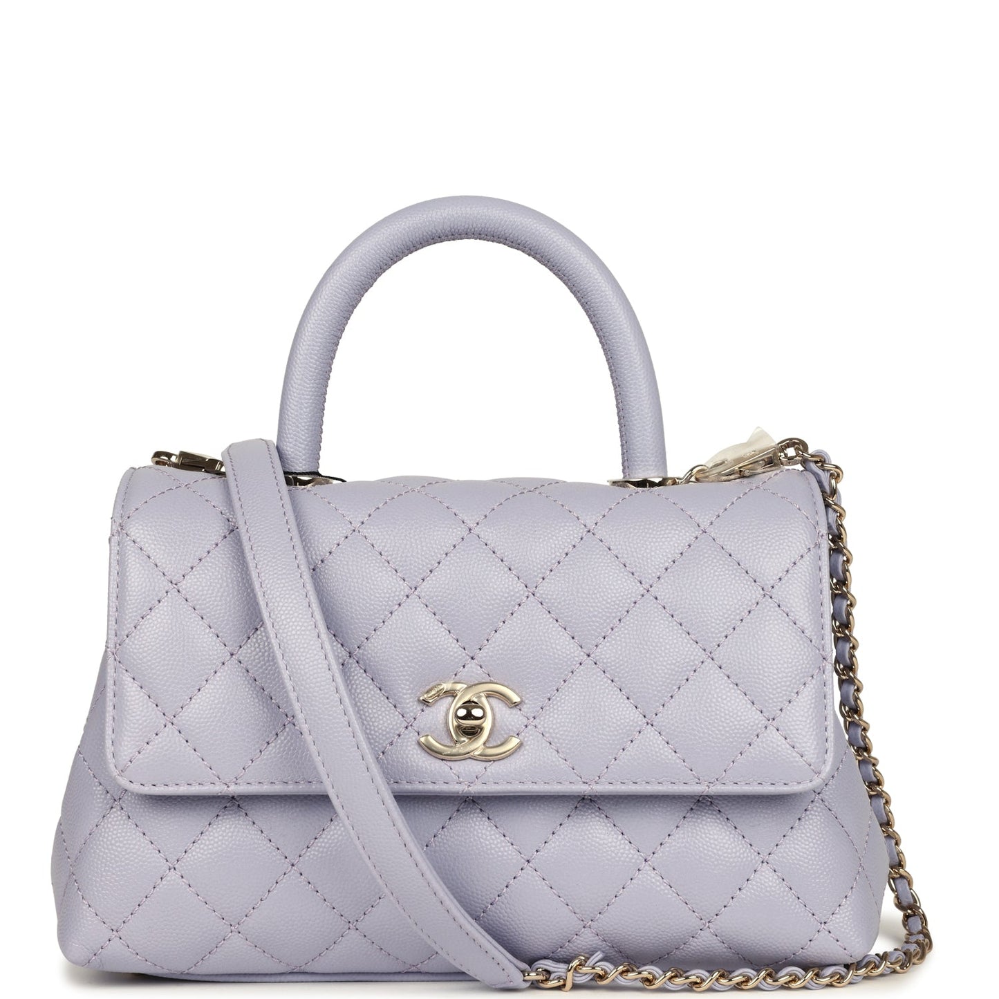 Chanel Small Coco Handle Flap Bag Light Purple Caviar Light Gold Hardware