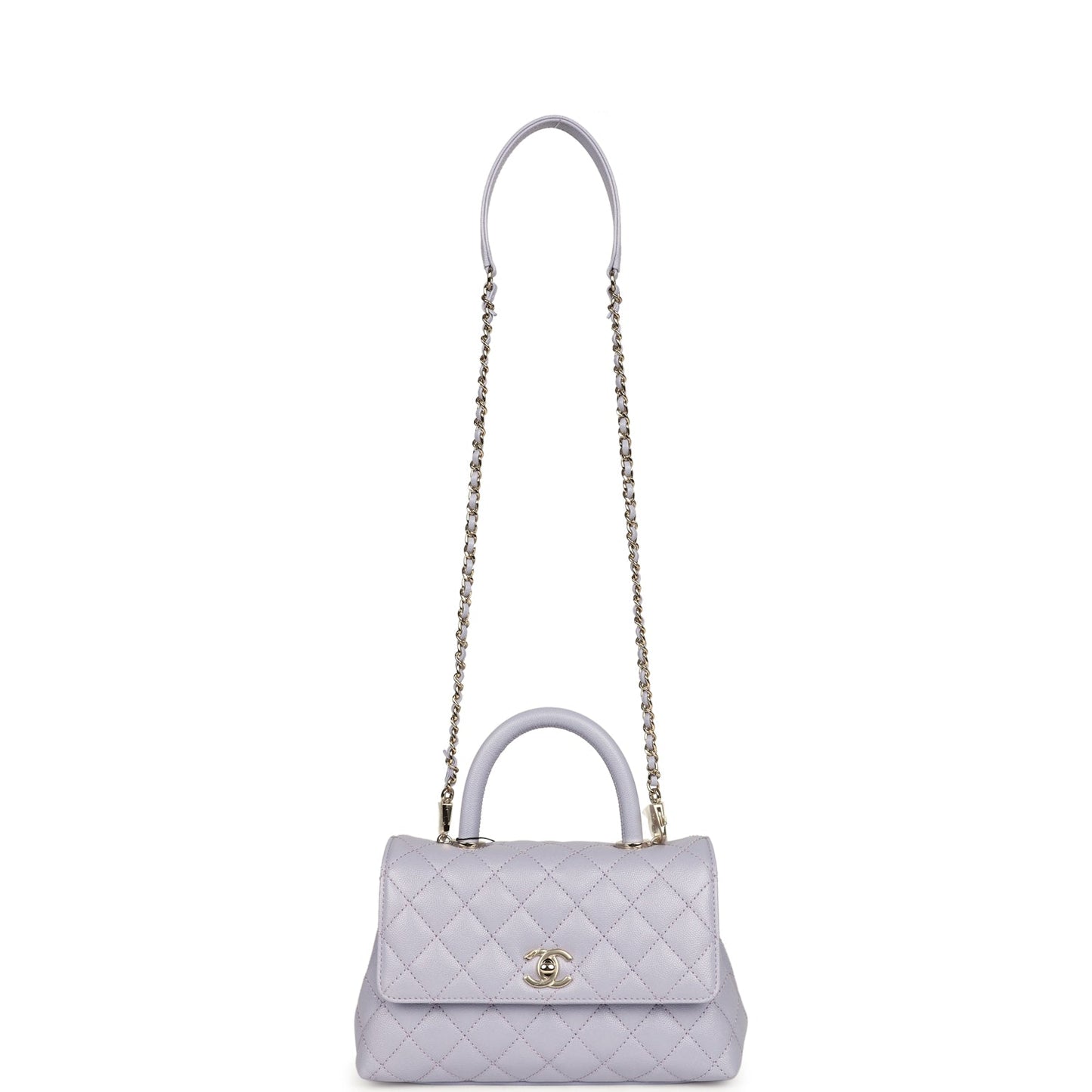 Chanel Small Coco Handle Flap Bag Light Purple Caviar Light Gold Hardware