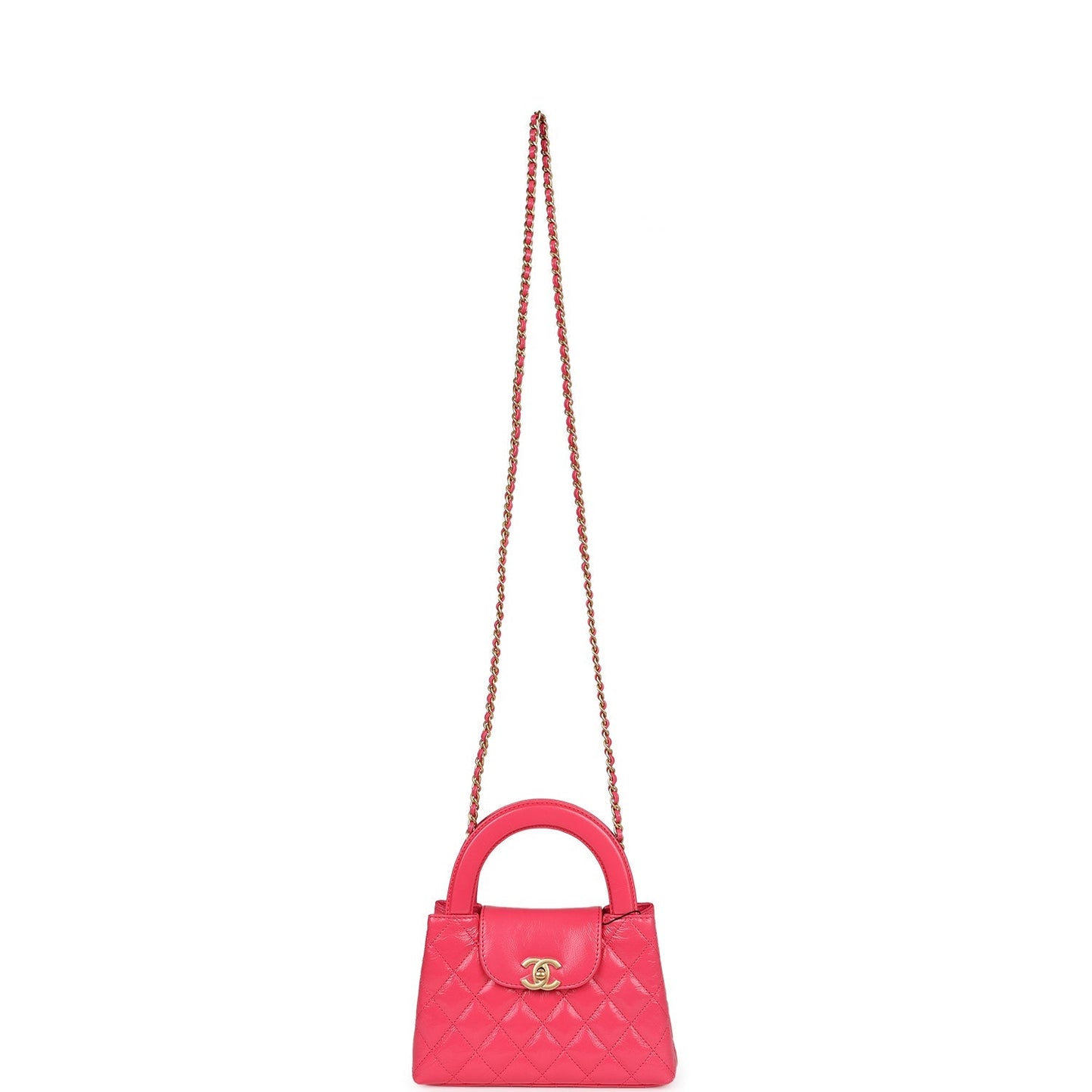 Chanel Small Kelly Shopper Dark Pink Shiny Aged Calfskin Brushed Gold Hardware