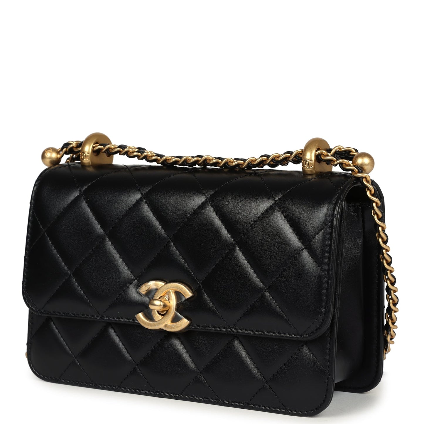 Chanel Small Perfect Fit Flap Bag Black Shiny Calfskin Brushed Gold Hardware