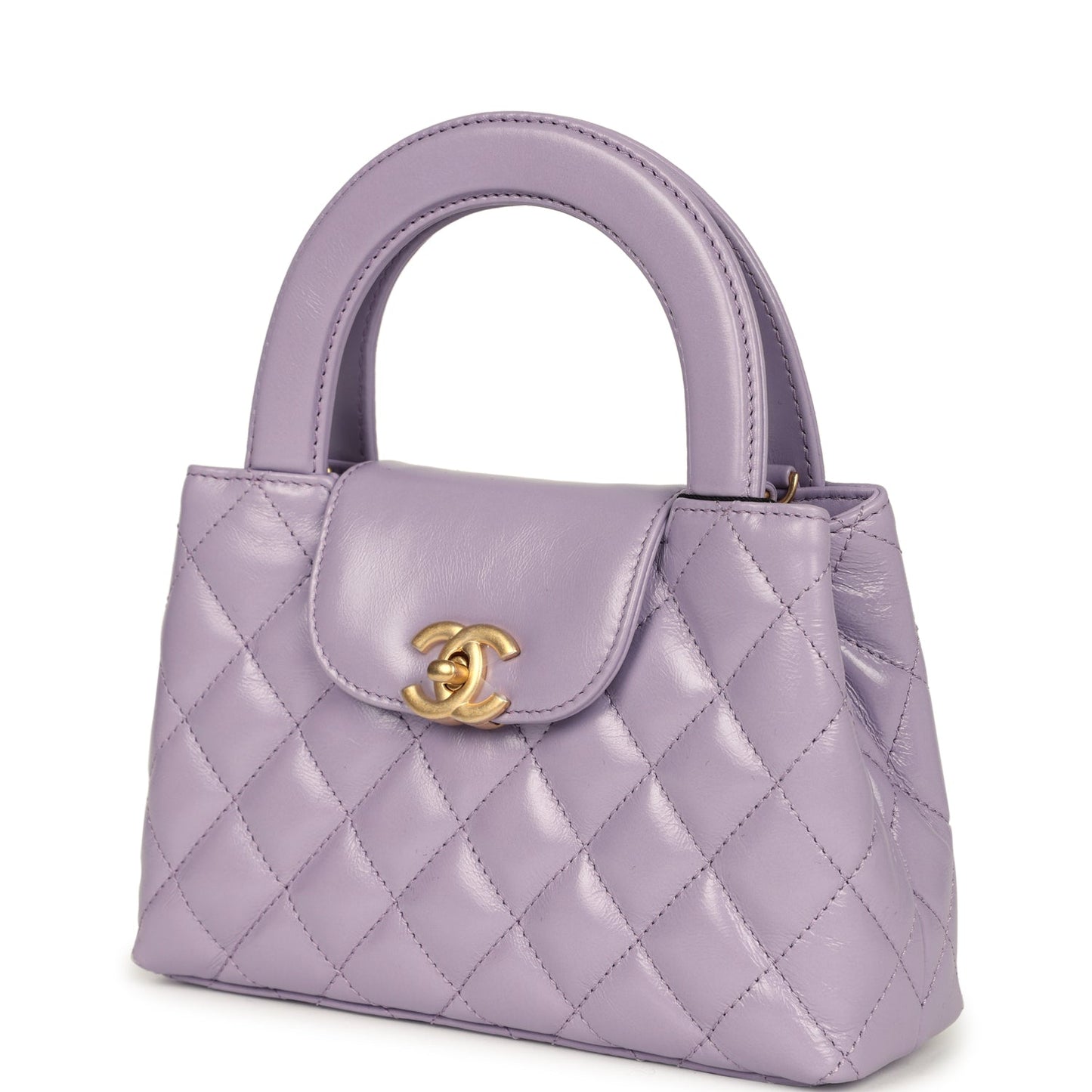 Chanel Small Kelly Shopper Light Purple Shiny Aged Calfskin Brushed Gold Hardware