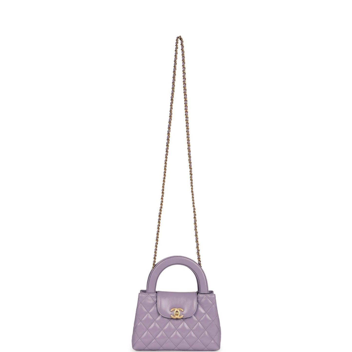 Chanel Small Kelly Shopper Light Purple Shiny Aged Calfskin Brushed Gold Hardware