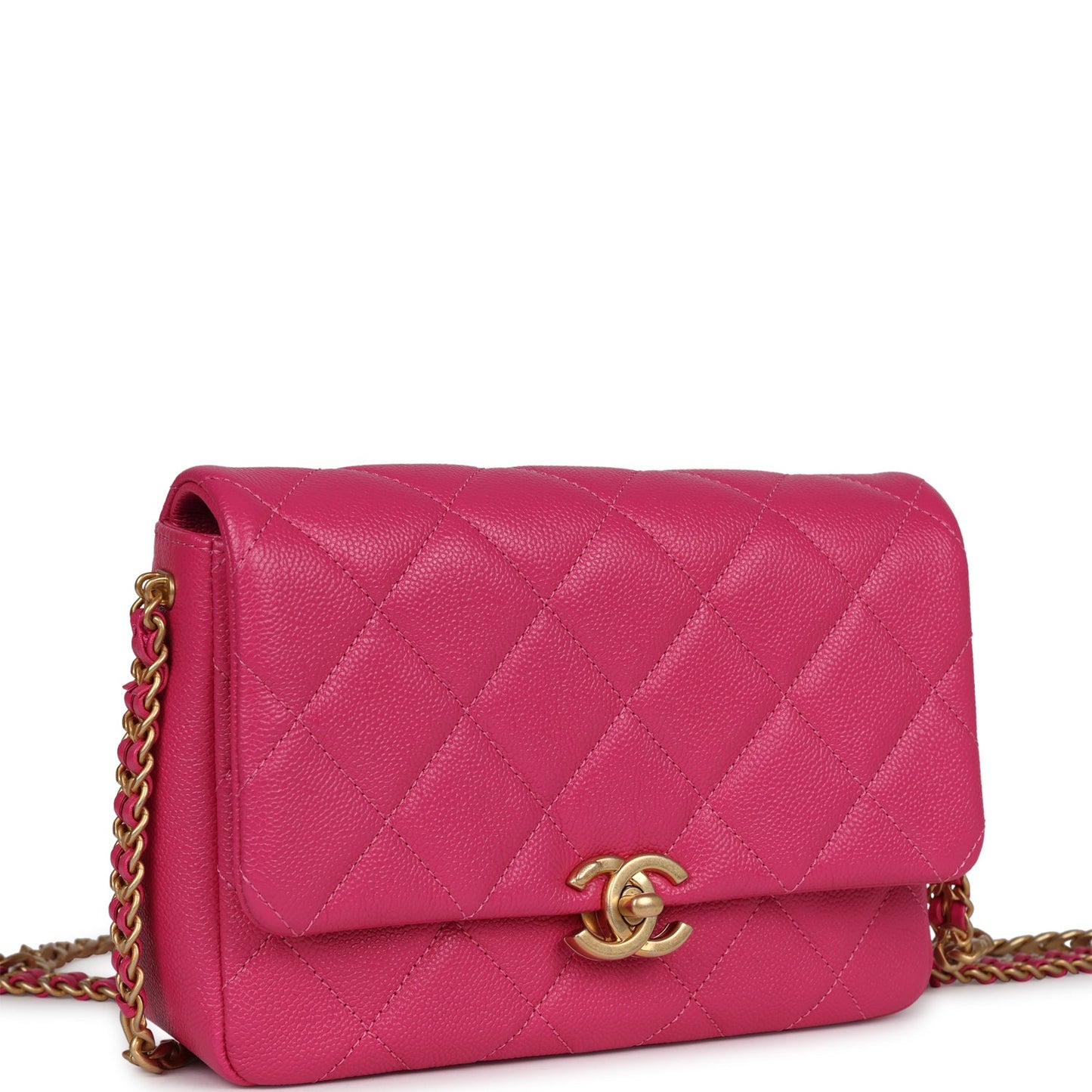 Chanel Small Melody Flap Bag Dark Pink Caviar Aged Gold Hardware