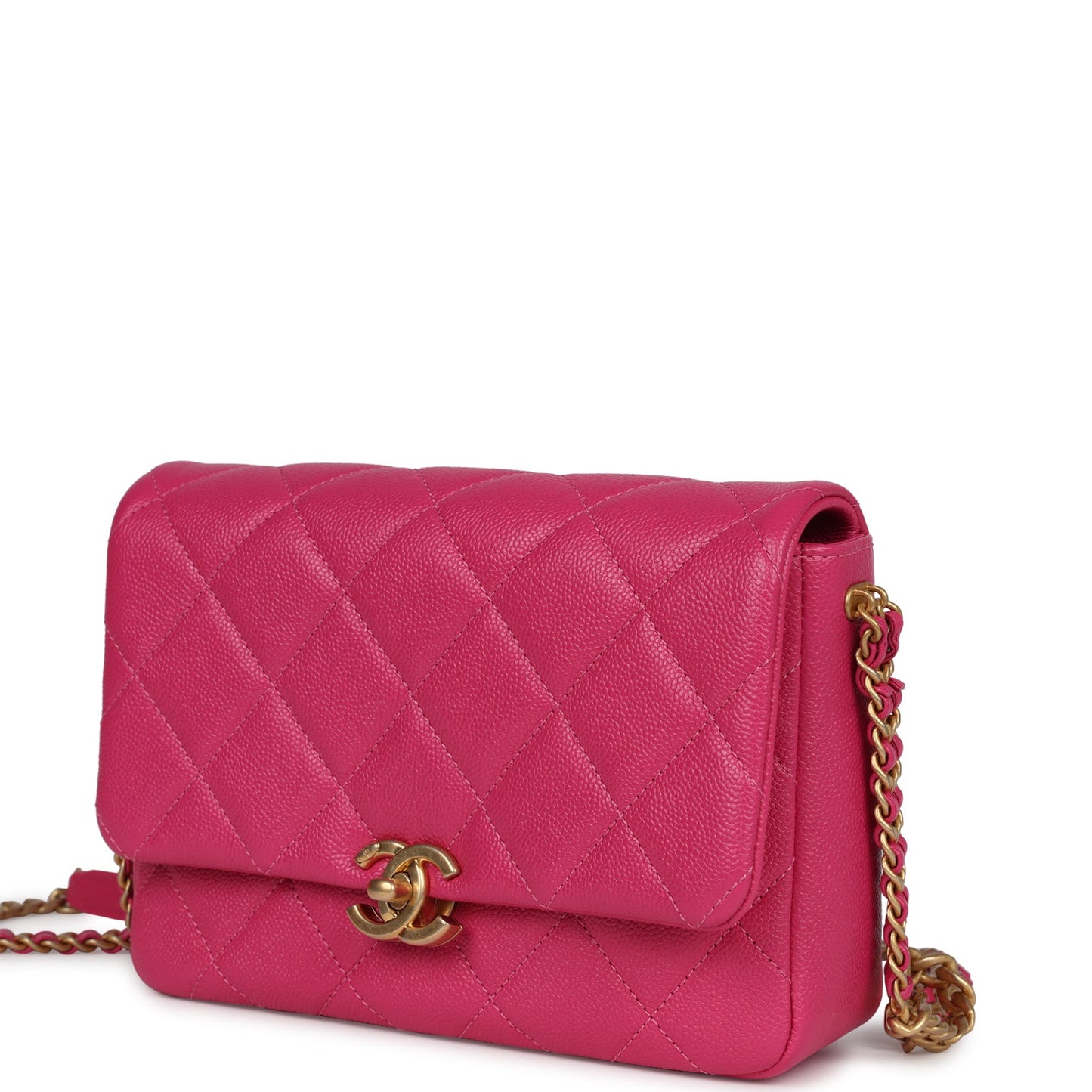 Chanel Small Melody Flap Bag Dark Pink Caviar Aged Gold Hardware