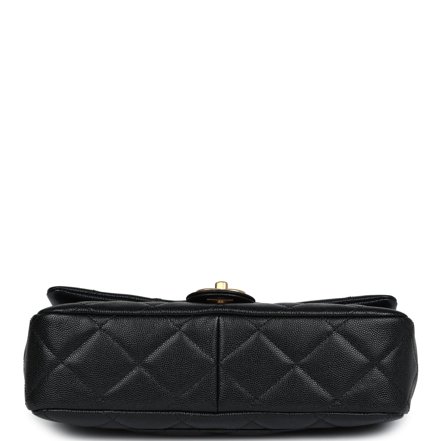 Chanel Medium Top Handle Flap Black Caviar Brushed Gold Hardware