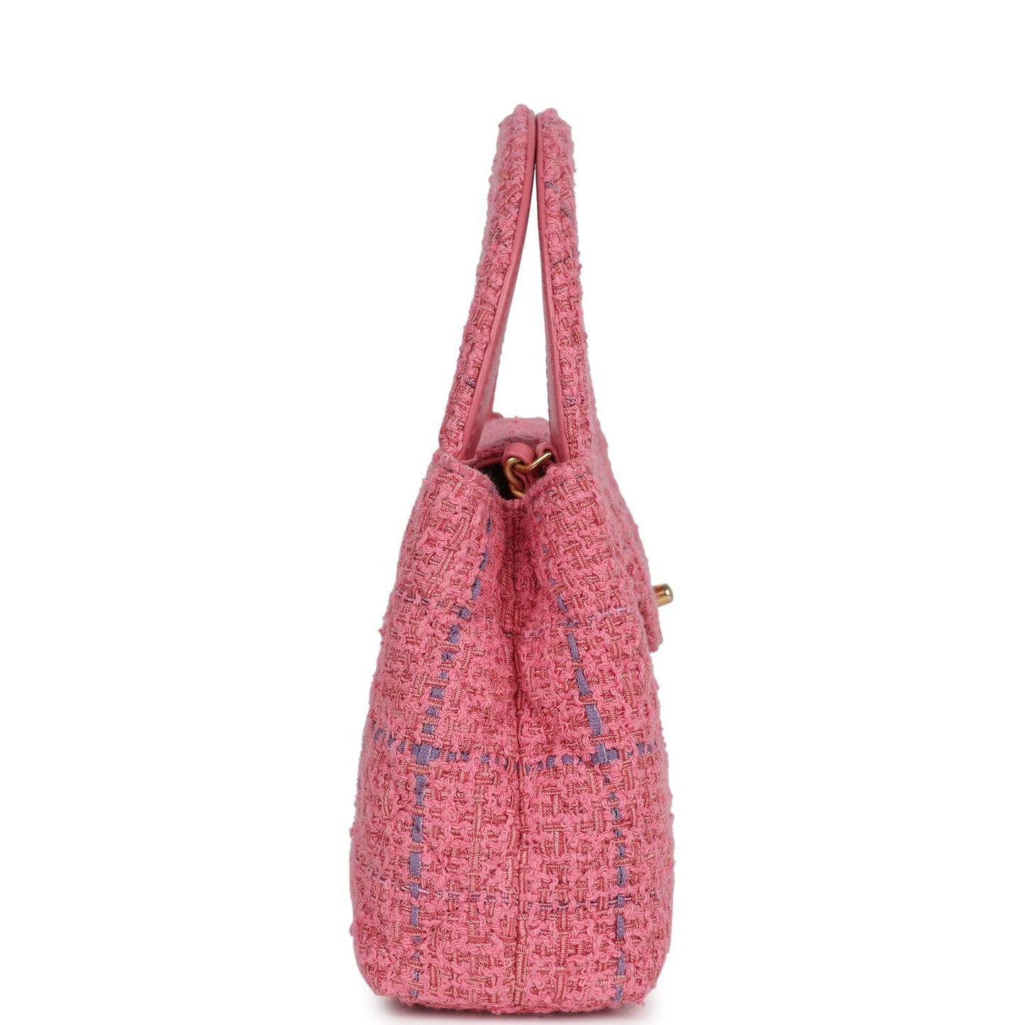 Chanel Small Kelly Shopper Pink Tweed Brushed Gold Hardware