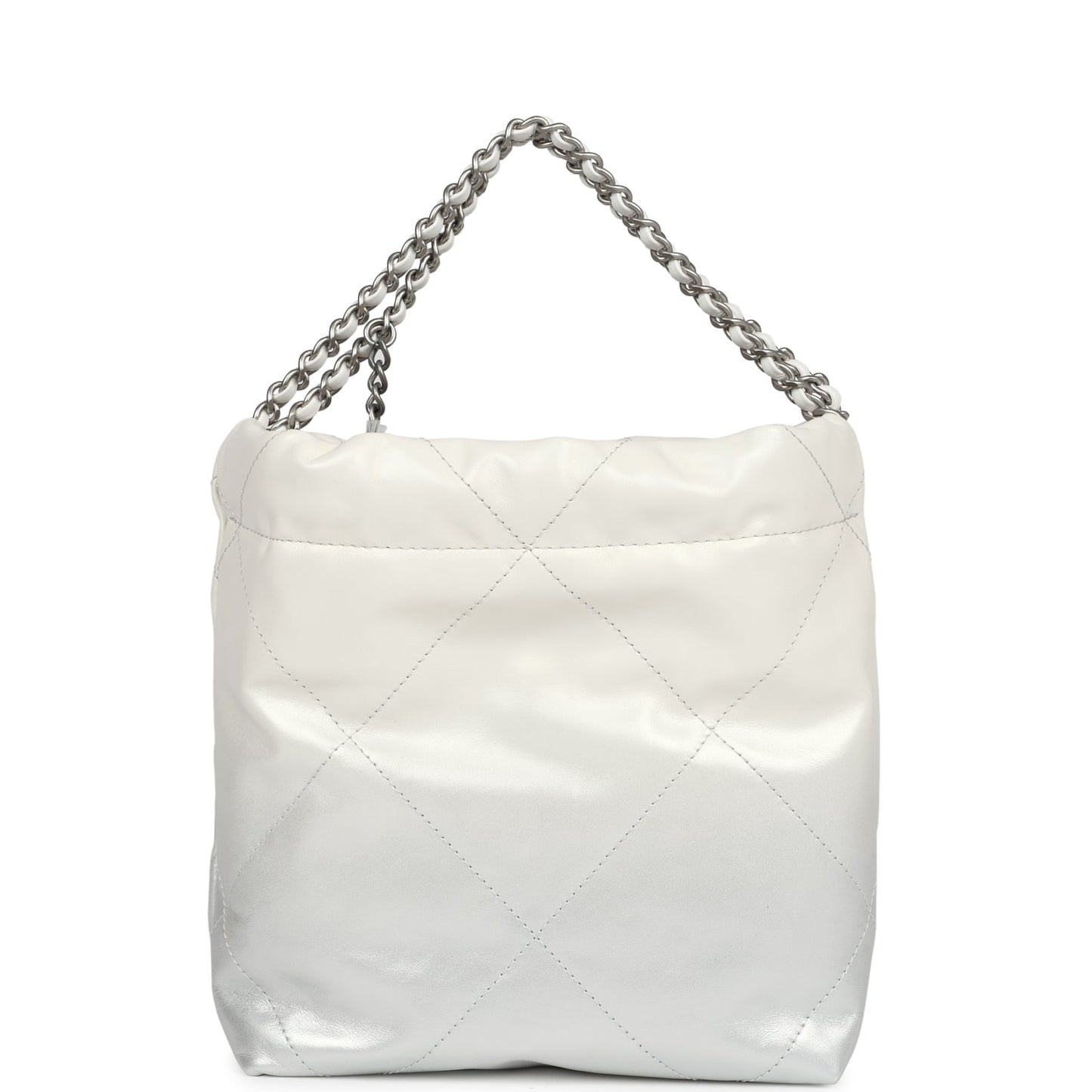 Chanel Mini 22 Hobo White and Silver Ombre Metallic Calfskin Silver Hardware