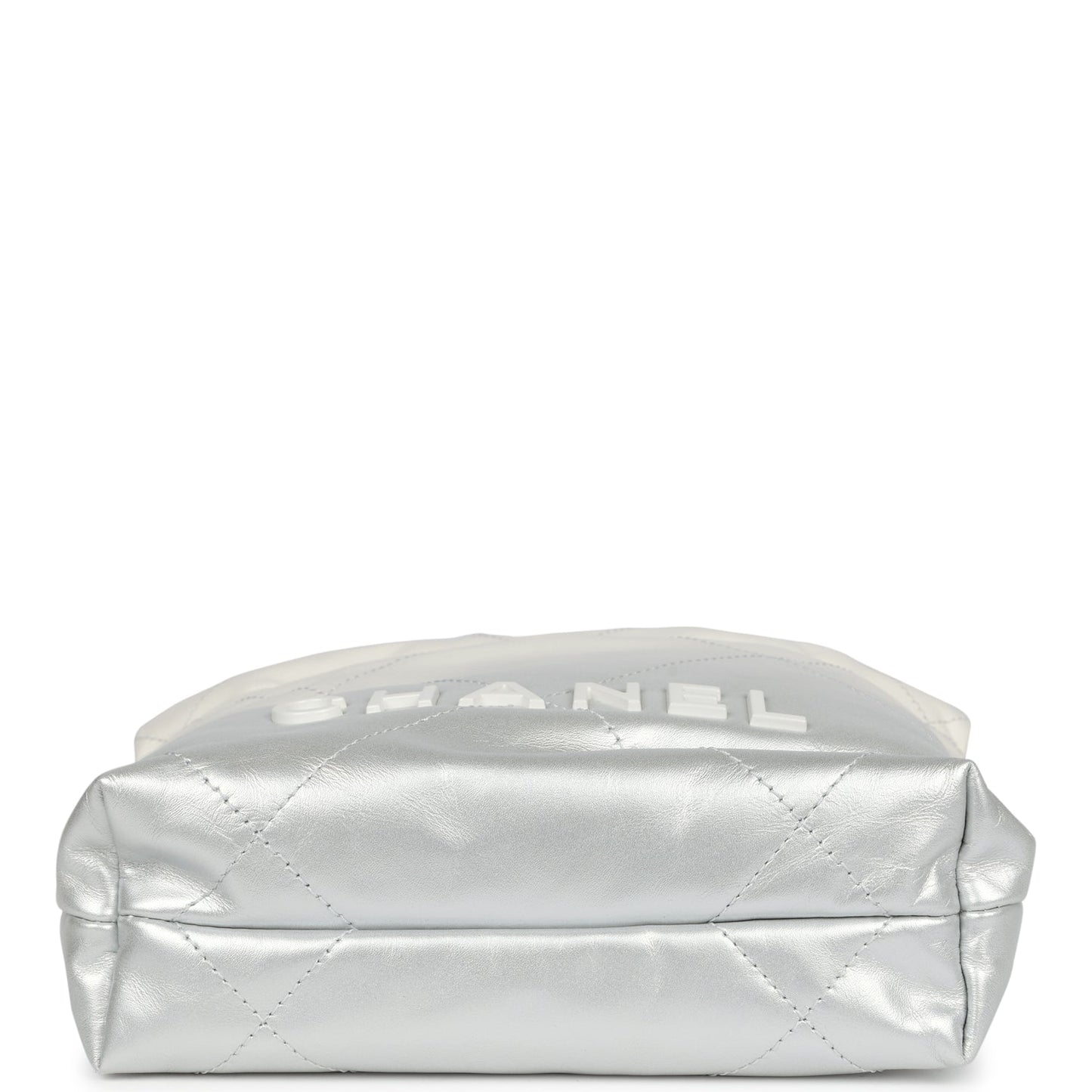 Chanel Mini 22 Hobo White and Silver Ombre Metallic Calfskin Silver Hardware