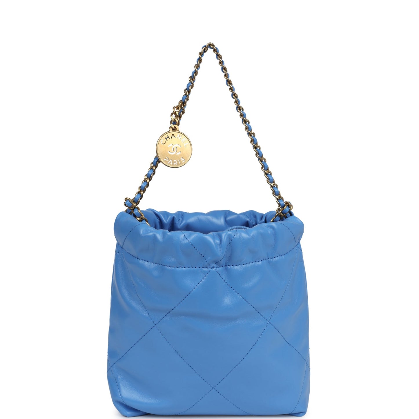 Chanel 22 Mini Blue Shiny Aged Calfskin Gold Hardware