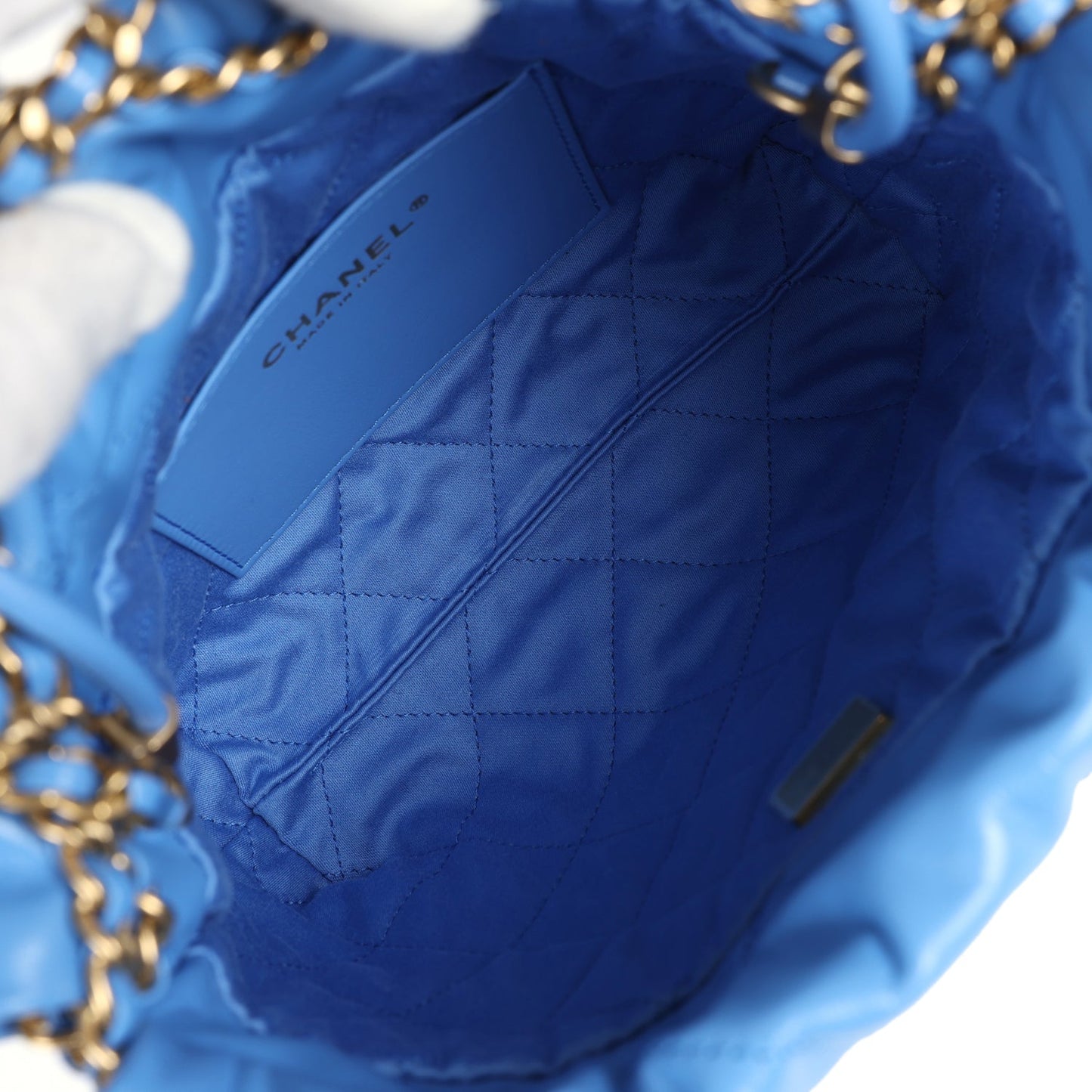 Chanel 22 Mini Blue Shiny Aged Calfskin Gold Hardware