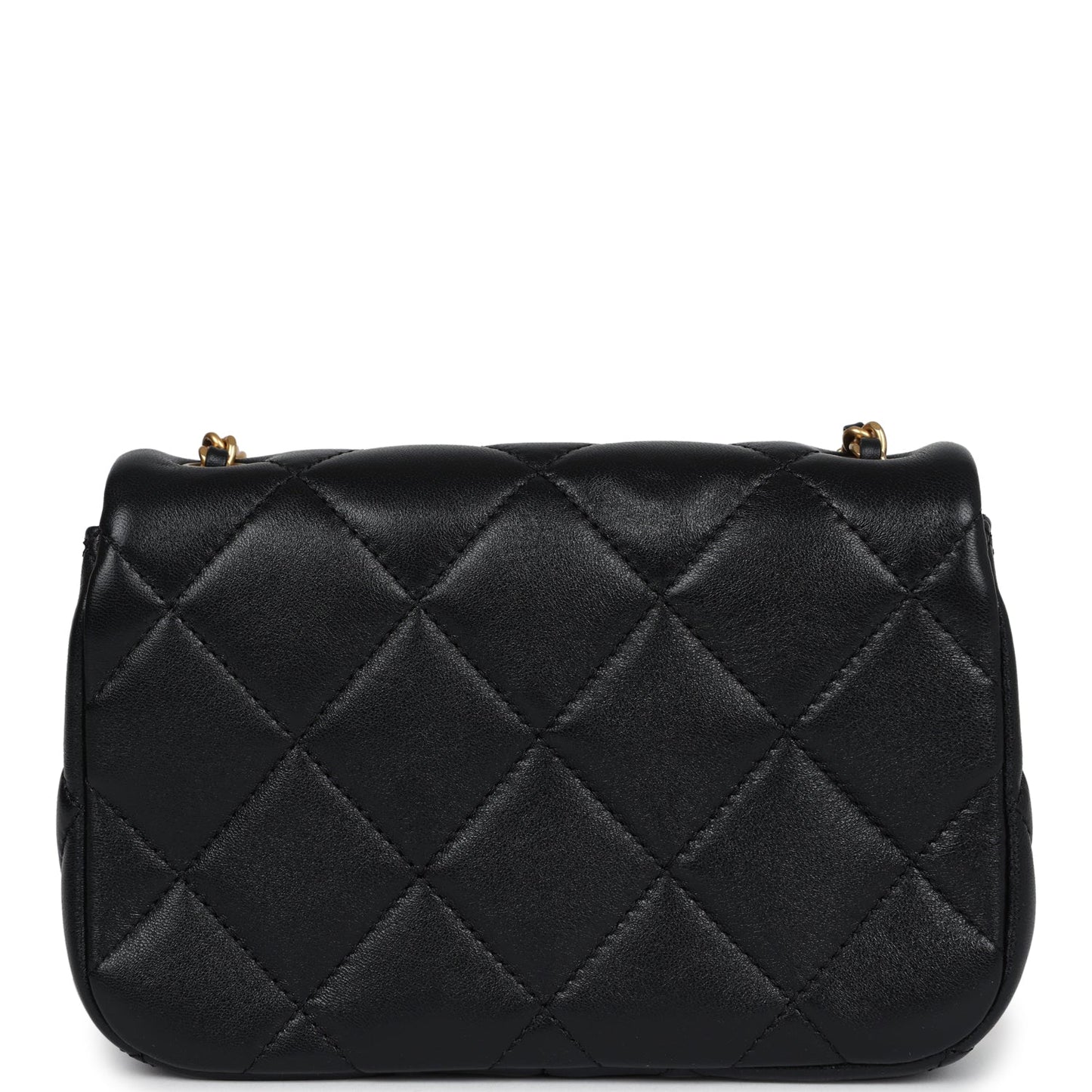 Chanel Mini Square Pearl Flap Bag Black Lambskin Brushed Gold Hardware - Bob Flawless Skincare 