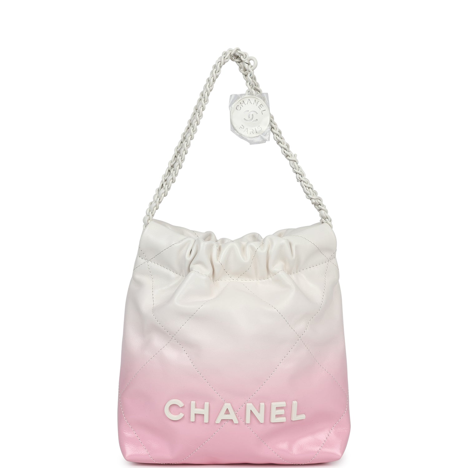 Chanel Mini 22 Pink and White Ombre Calfskin Light Gold Hardware - Bob Flawless Skincare 