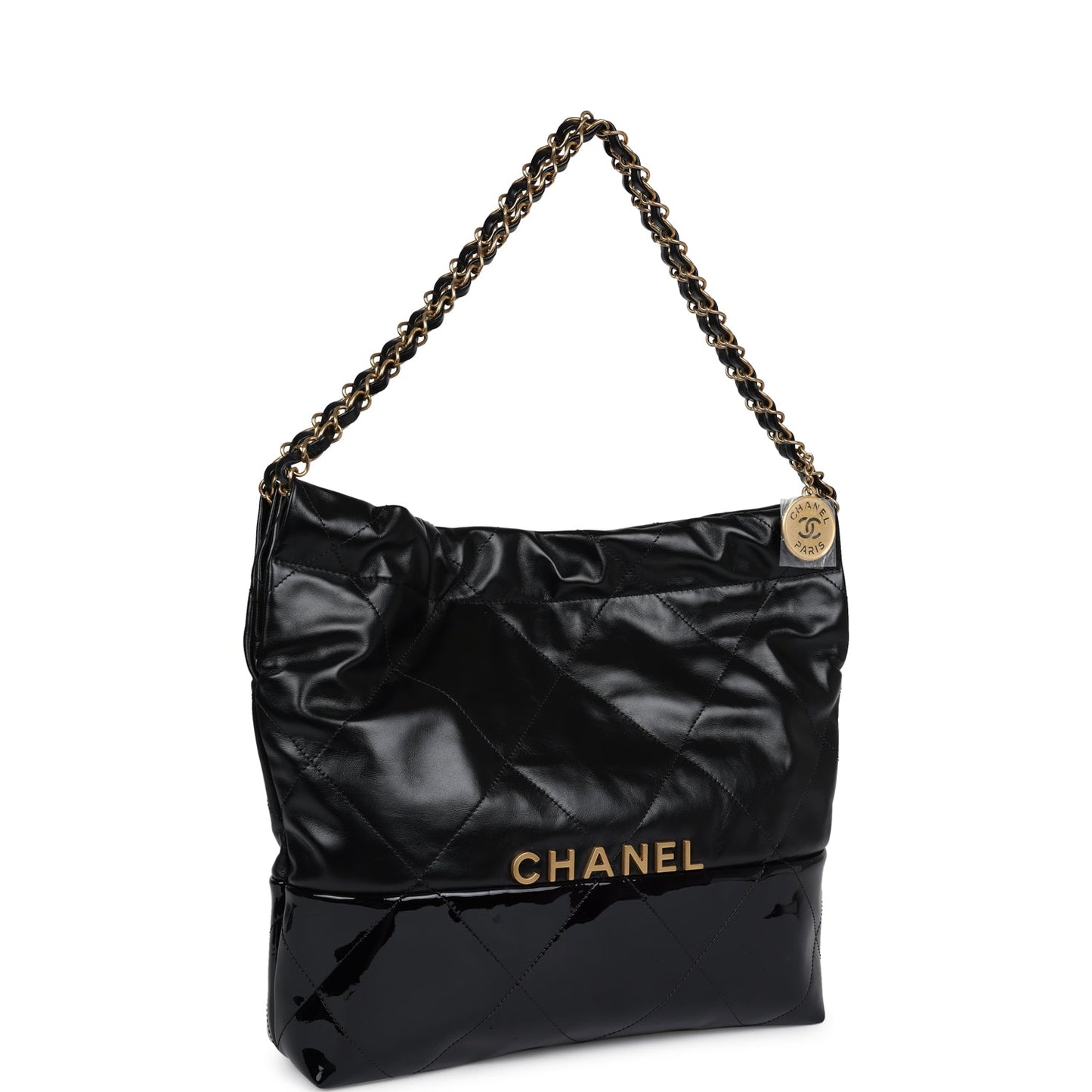 Chanel Small 22 Black Shiny and Patent Calfskin Gold Hardware - Bob Flawless Skincare 