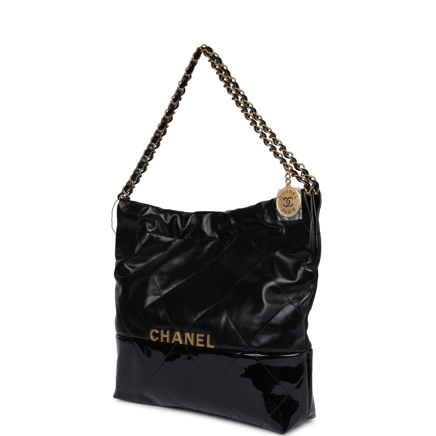 Chanel Small 22 Black Shiny and Patent Calfskin Gold Hardware - Bob Flawless Skincare 