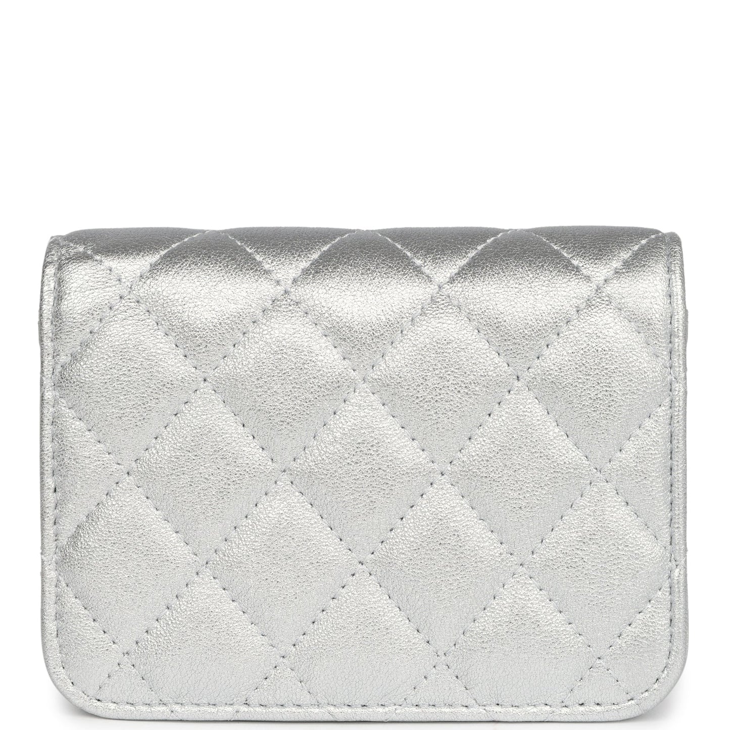 Chanel Crystal CC Walk Of Fame Clutch Silver Metallic Goatskin Silver Hardware - Bob Flawless Skincare 